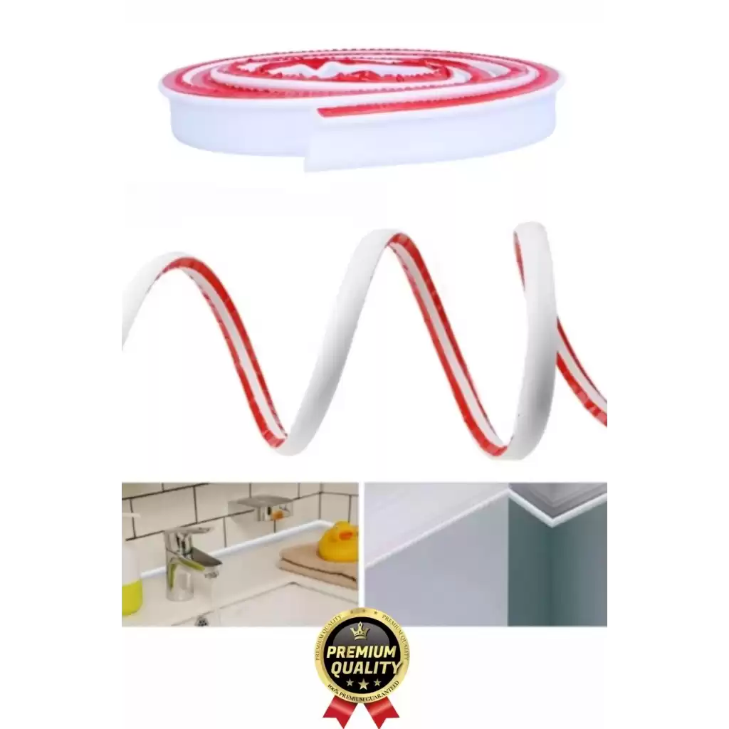 2 Adet Ultra Güçlü Dayanıklı Esnek Tezgah Mutfak Banyo Kendinden Yapışkanlı Su Bariyeri 2 Metre