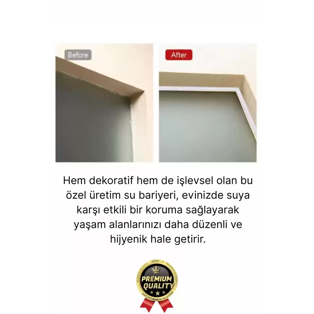 2 Adet Ultra Güçlü Dayanıklı Esnek Tezgah Mutfak Banyo Kendinden Yapışkanlı Su Bariyeri 2 Metre