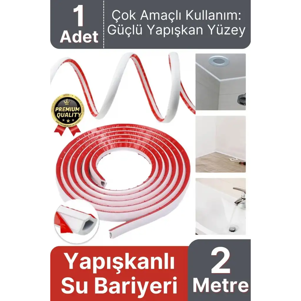 1 Adet Ultra Güçlü Dayanıklı Esnek Tezgah Mutfak Banyo Kendinden Yapışkanlı Su Bariyeri 2 Metre
