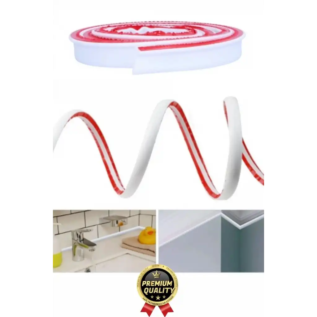 1 Adet Ultra Güçlü Dayanıklı Esnek Tezgah Mutfak Banyo Kendinden Yapışkanlı Su Bariyeri 2 Metre