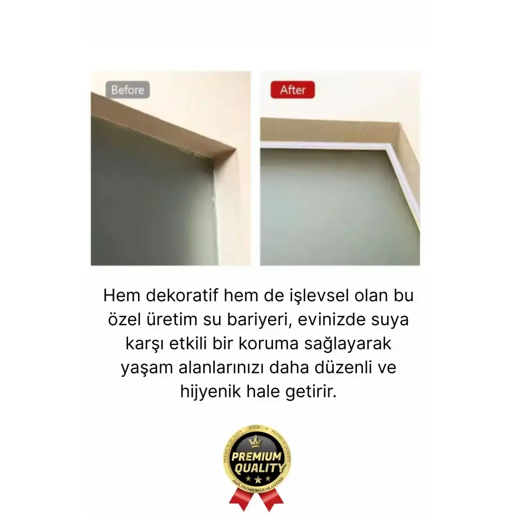 1 Adet Ultra Güçlü Dayanıklı Esnek Tezgah Mutfak Banyo Kendinden Yapışkanlı Su Bariyeri 2 Metre