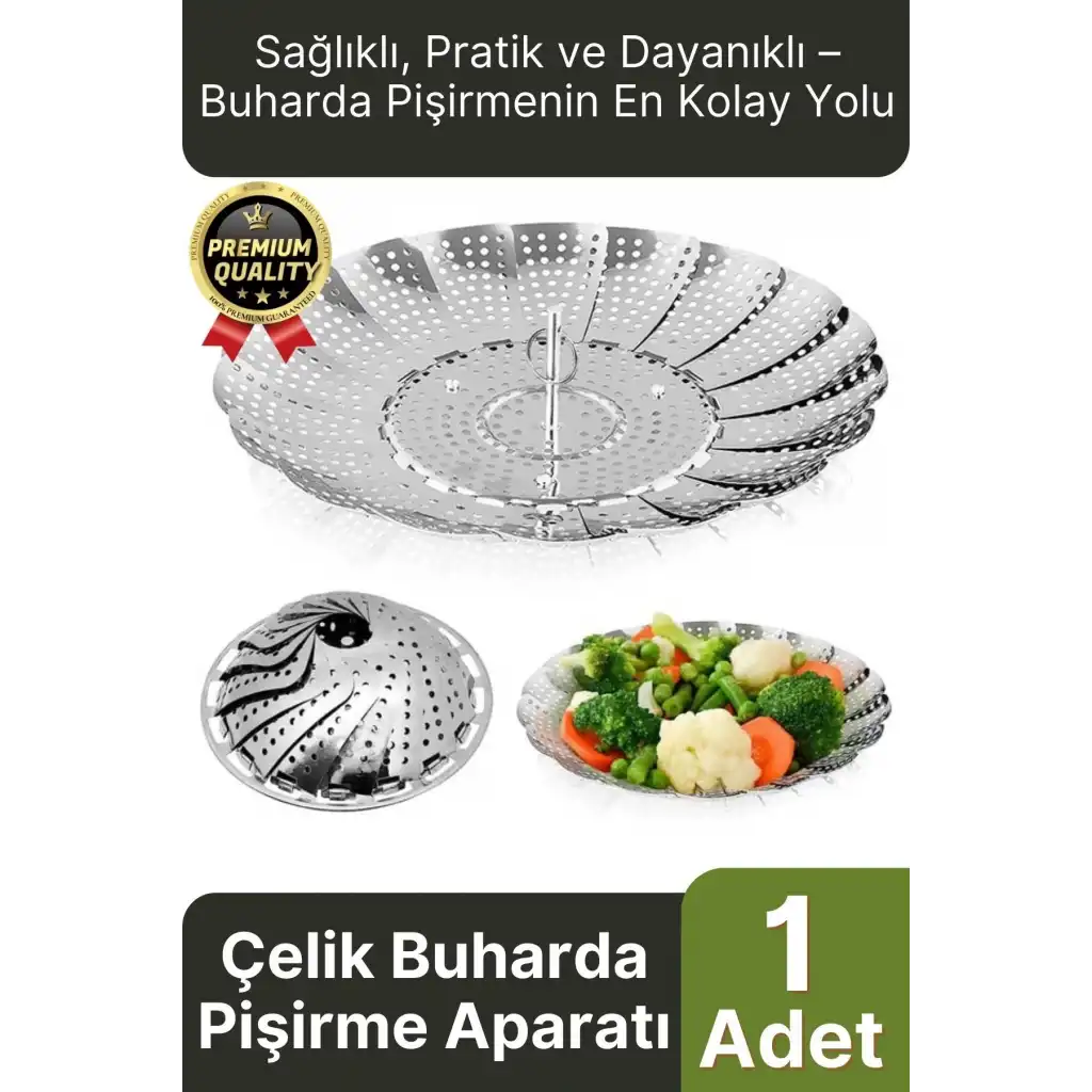 Özel Seri Katlanıp Açılabilir Paslanmaz Çelik Tencere Sebze Buharda Pişirme Haşlama Aparatı Sepeti