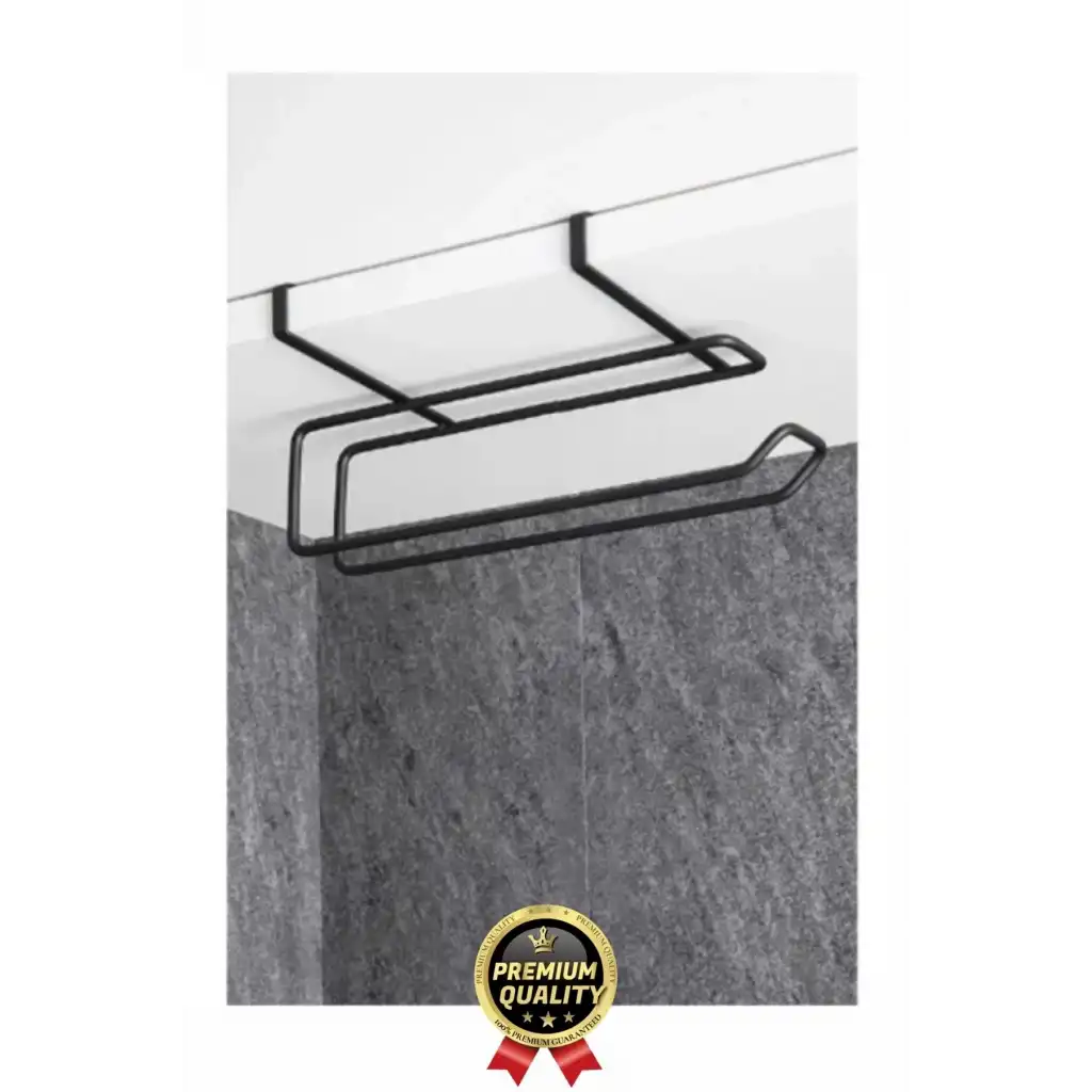 Özel Üretim Pratik Dayanıklı Dolap Kapağına Uyumlu Paslanmaz Metal Siyah Kağıt Havluluk Askı 28x13cm