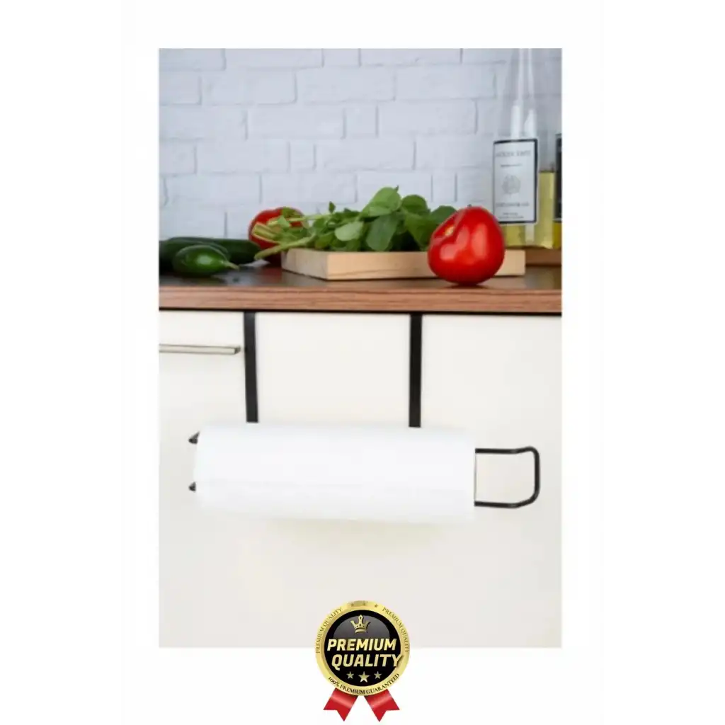 Özel Üretim Pratik Dayanıklı Dolap Kapağına Uyumlu Paslanmaz Metal Siyah Kağıt Havluluk Askı 28x13cm