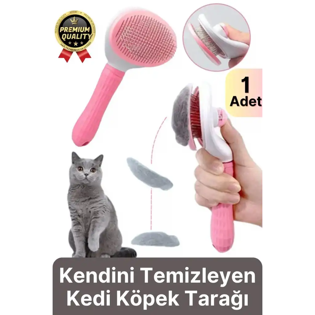 Özel Üretim Pembe Kendini Temizleyen Otomatik Tuşlu Evcil Hayvan Pet Tüy Toplayıcı Kedi Köpek Tarağı