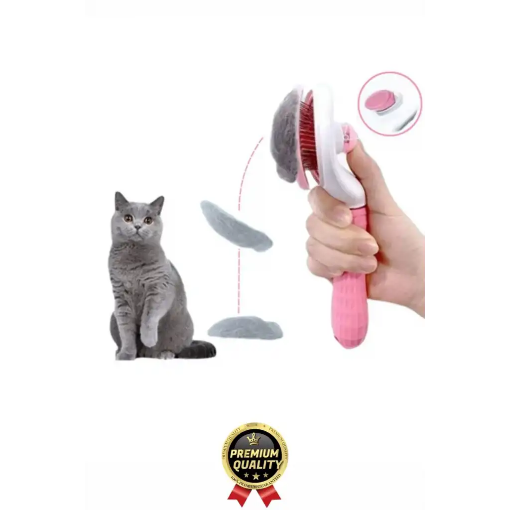 Özel Üretim Pembe Kendini Temizleyen Otomatik Tuşlu Evcil Hayvan Pet Tüy Toplayıcı Kedi Köpek Tarağı