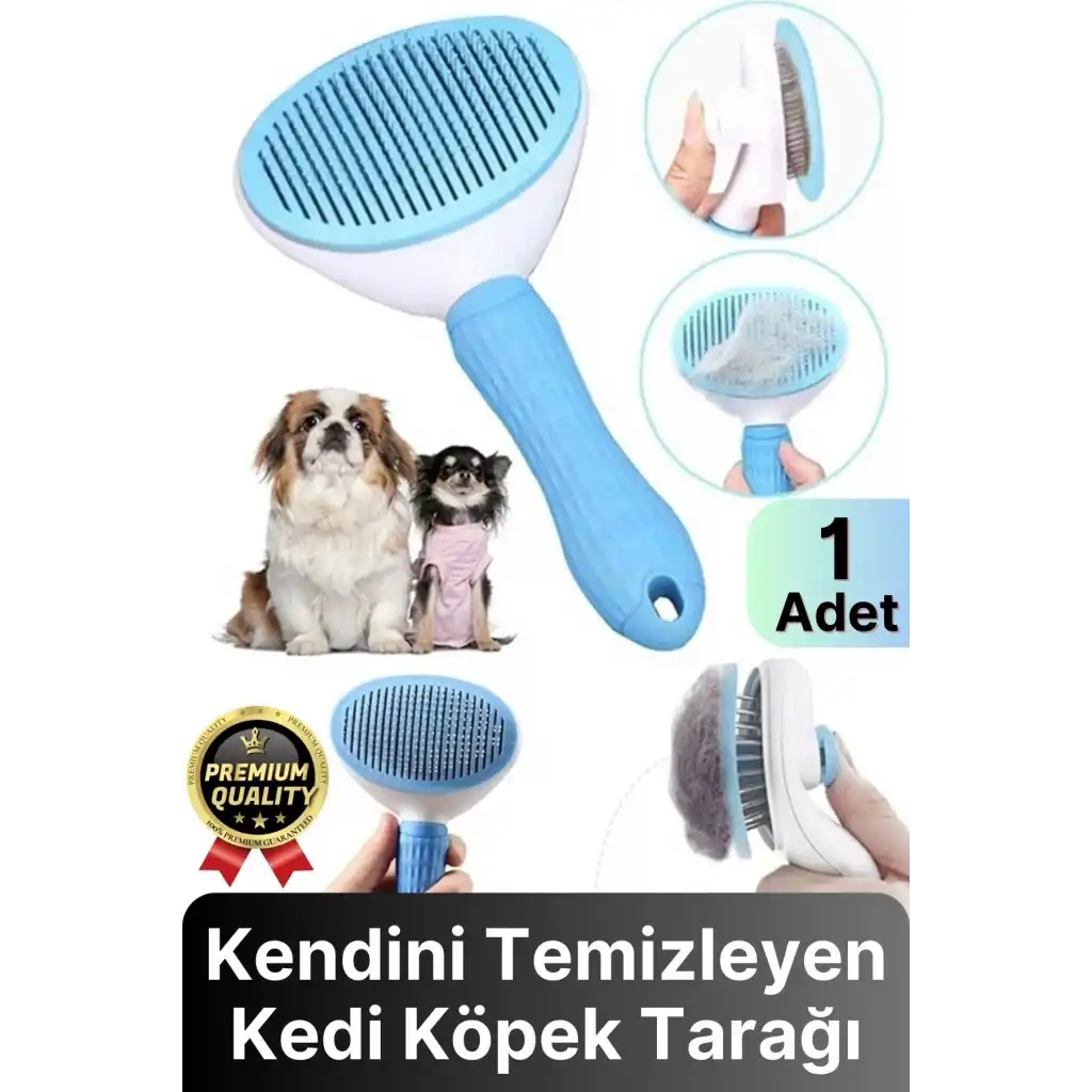 Özel Üretim Mavi Kendini Temizleyen Otomatik Tuşlu Evcil Hayvan Pet Tüy Toplayıcı Kedi Köpek Tarağı