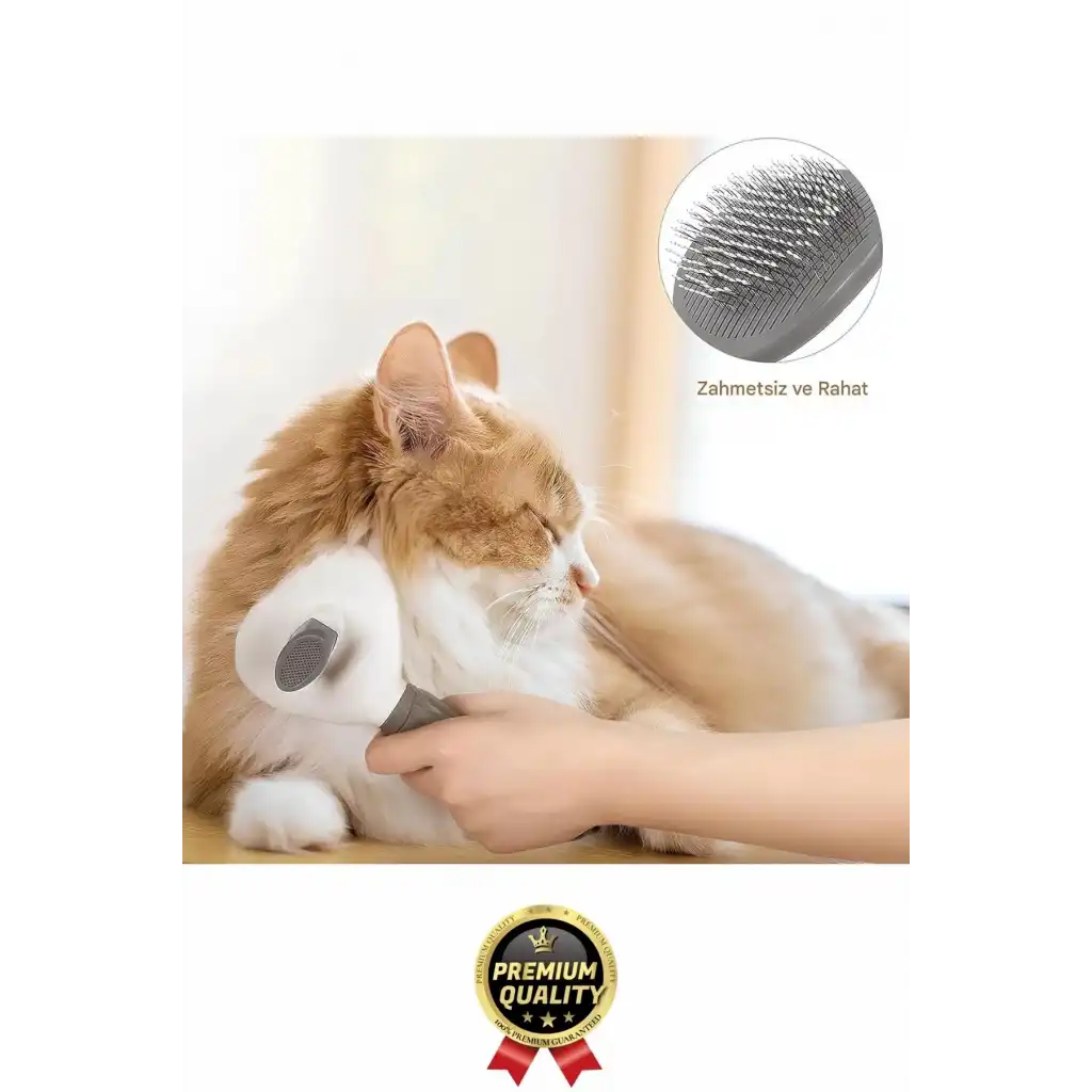 Özel Üretim Gri Kendini Temizleyen Otomatik Tuşlu Evcil Hayvan Pet Tüy Toplayıcı Kedi Köpek Tarağı