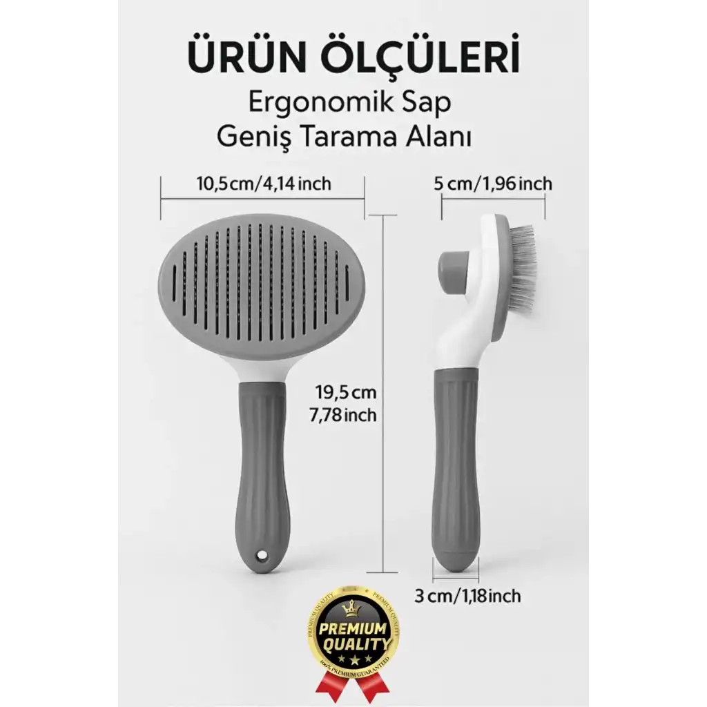Özel Üretim Gri Kendini Temizleyen Otomatik Tuşlu Evcil Hayvan Pet Tüy Toplayıcı Kedi Köpek Tarağı