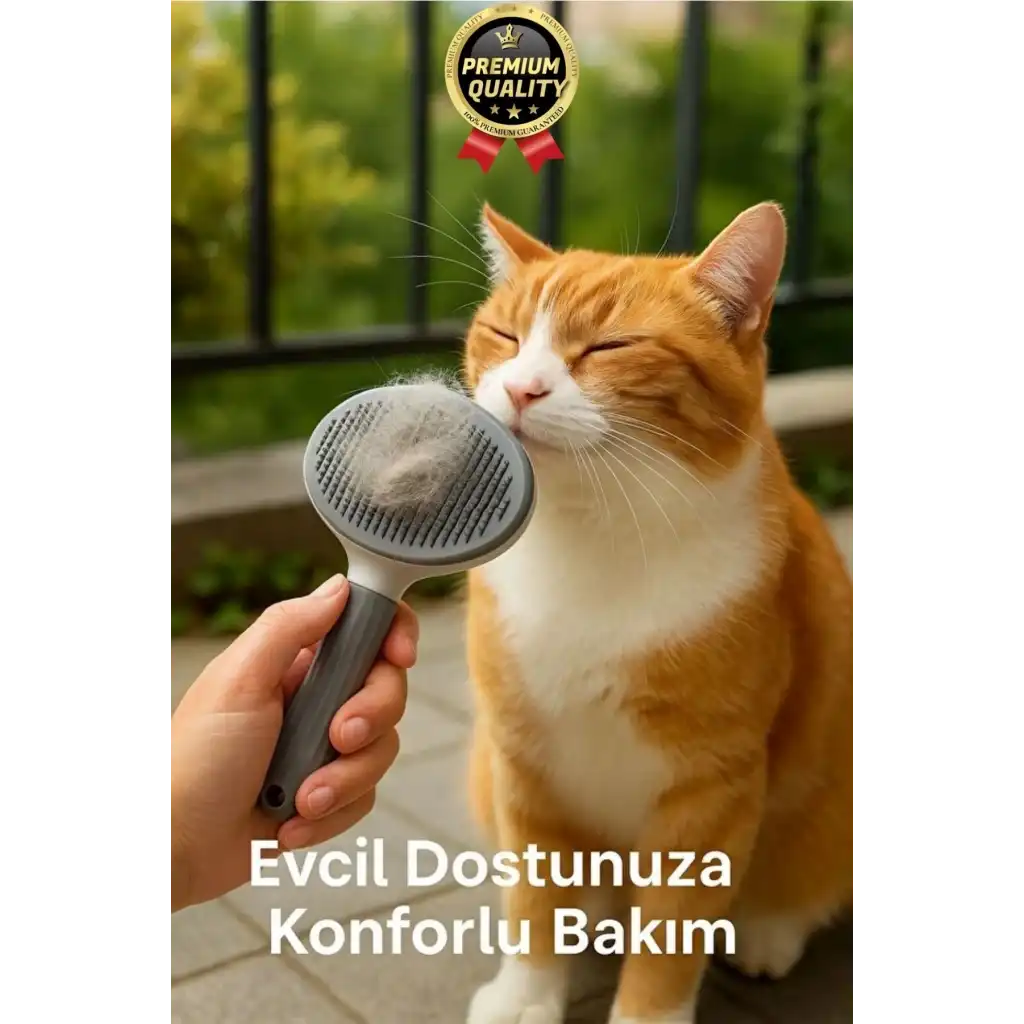 Özel Üretim Gri Kendini Temizleyen Otomatik Tuşlu Evcil Hayvan Pet Tüy Toplayıcı Kedi Köpek Tarağı