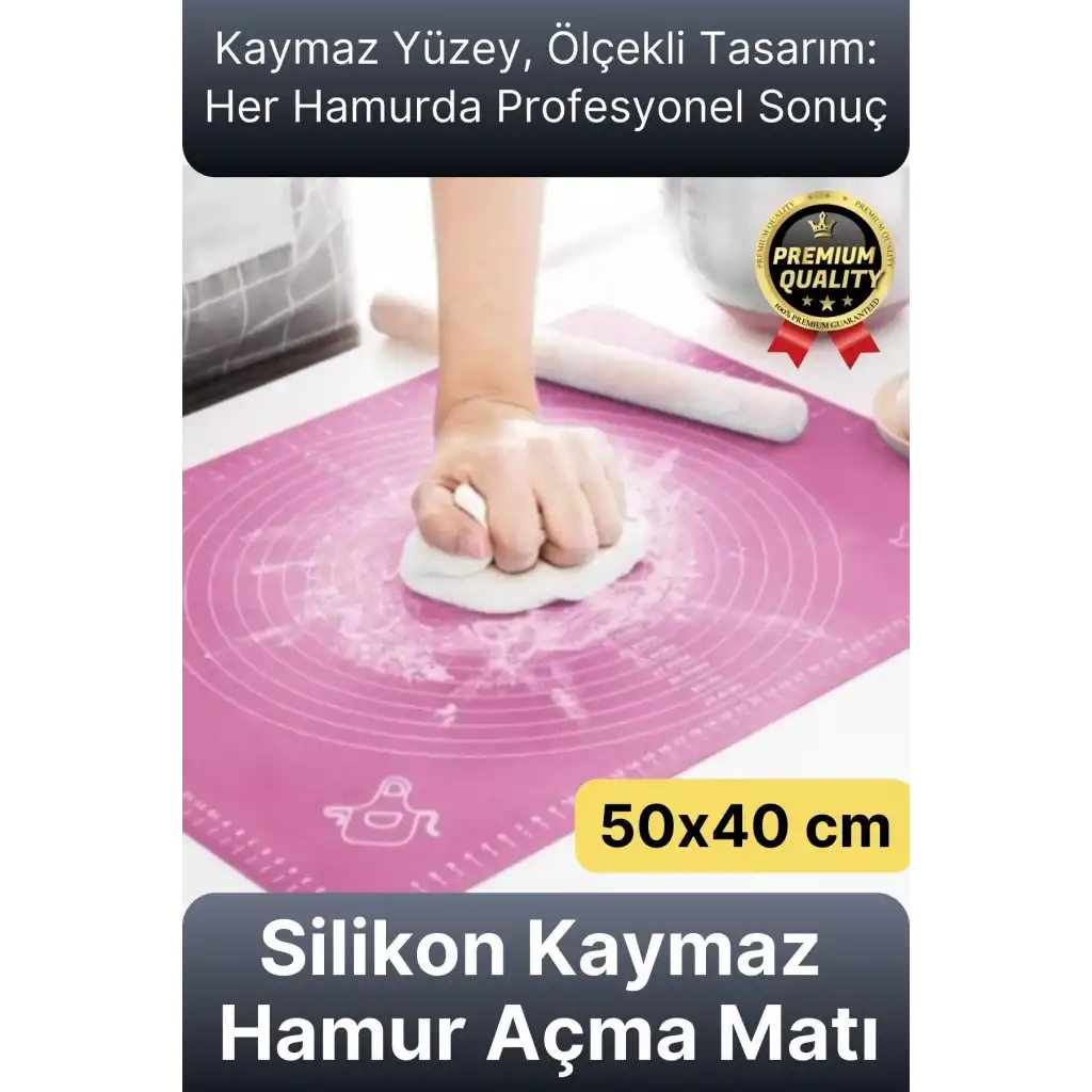 Özel Seri Isıya Dayanıklı Ölçekli Gıda Uyumlu Kaymaz Silikon Hamur Açma Yoğurma Matı Örtüsü 50x40 cm