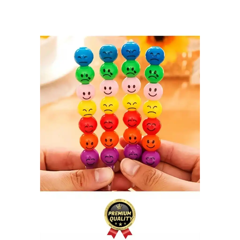 Özel Seri İlkokul Okul Öğrenci Renkli Hafif Eğlenceli Emoji Yüzlü Yumurtlayan Mini Kalem 4lü Set