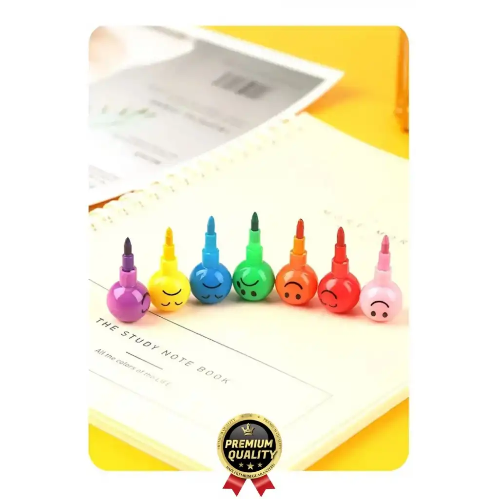 Özel Seri İlkokul Okul Öğrenci Renkli Hafif Eğlenceli Emoji Yüzlü Yumurtlayan Mini Kalem 4lü Set