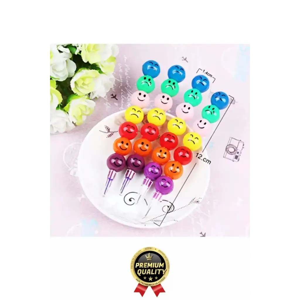 Özel Seri İlkokul Okul Öğrenci Renkli Hafif Eğlenceli Emoji Yüzlü Yumurtlayan Mini Kalem 4lü Set