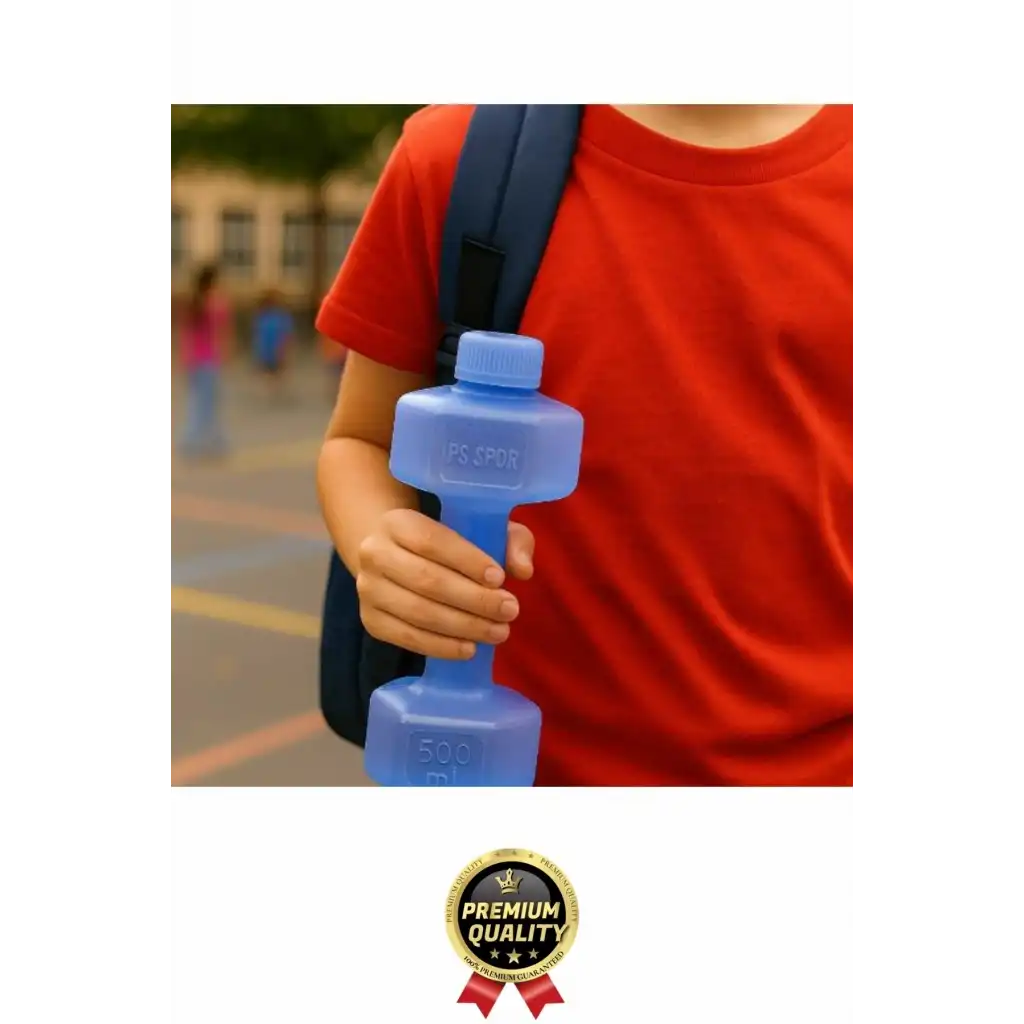 Özel Üretim Fitness Spor Okul Koşu Bpa İçermeyen Plastik Matara Günlük Mavi Dambıl Suluk 500 ml