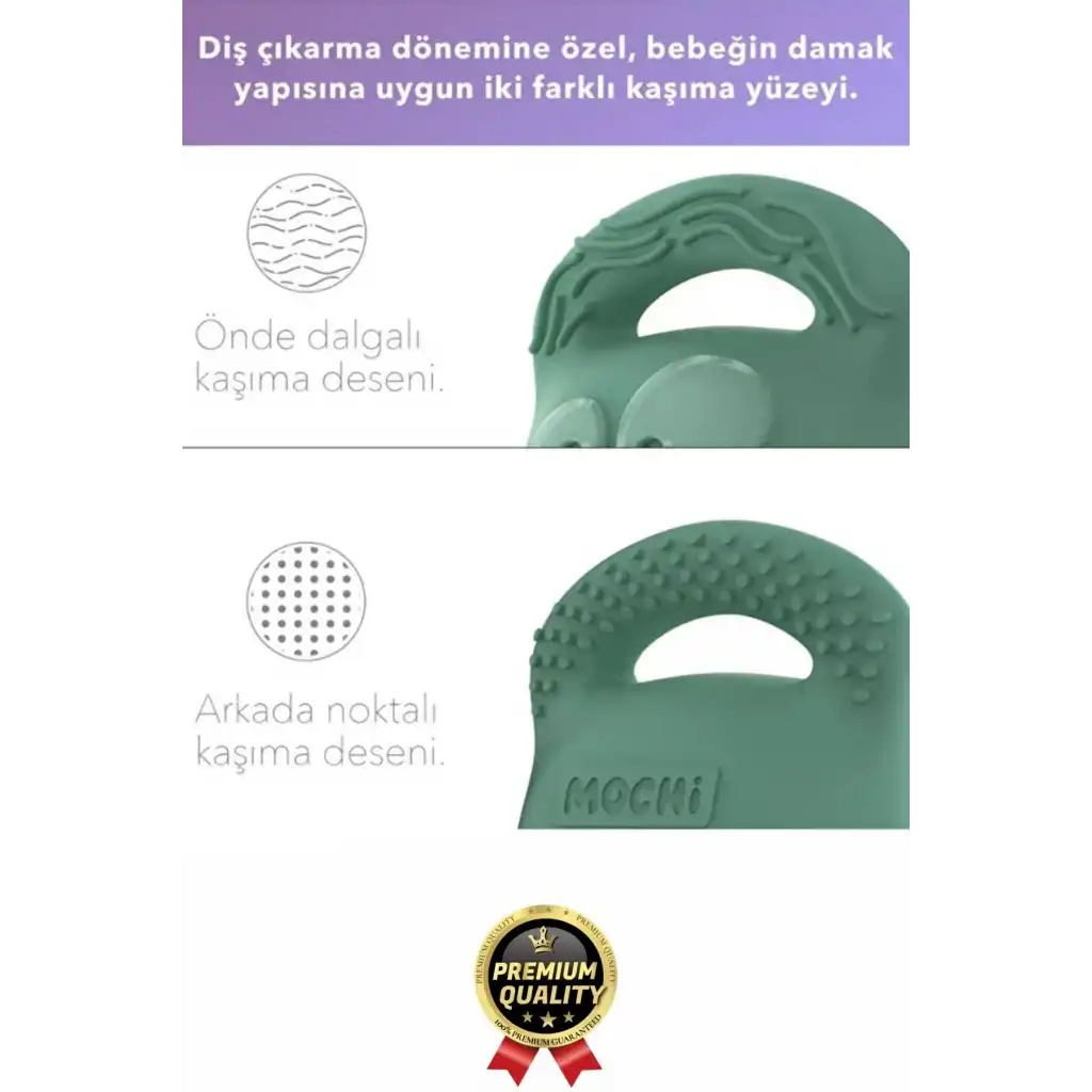 Eğlenceli Yumuşak Esnek Bpa İçermeyen Diş Çıkarma Dönemi Kaşıma Silikon Yeşil Bebek Diş Kaşıyıcı