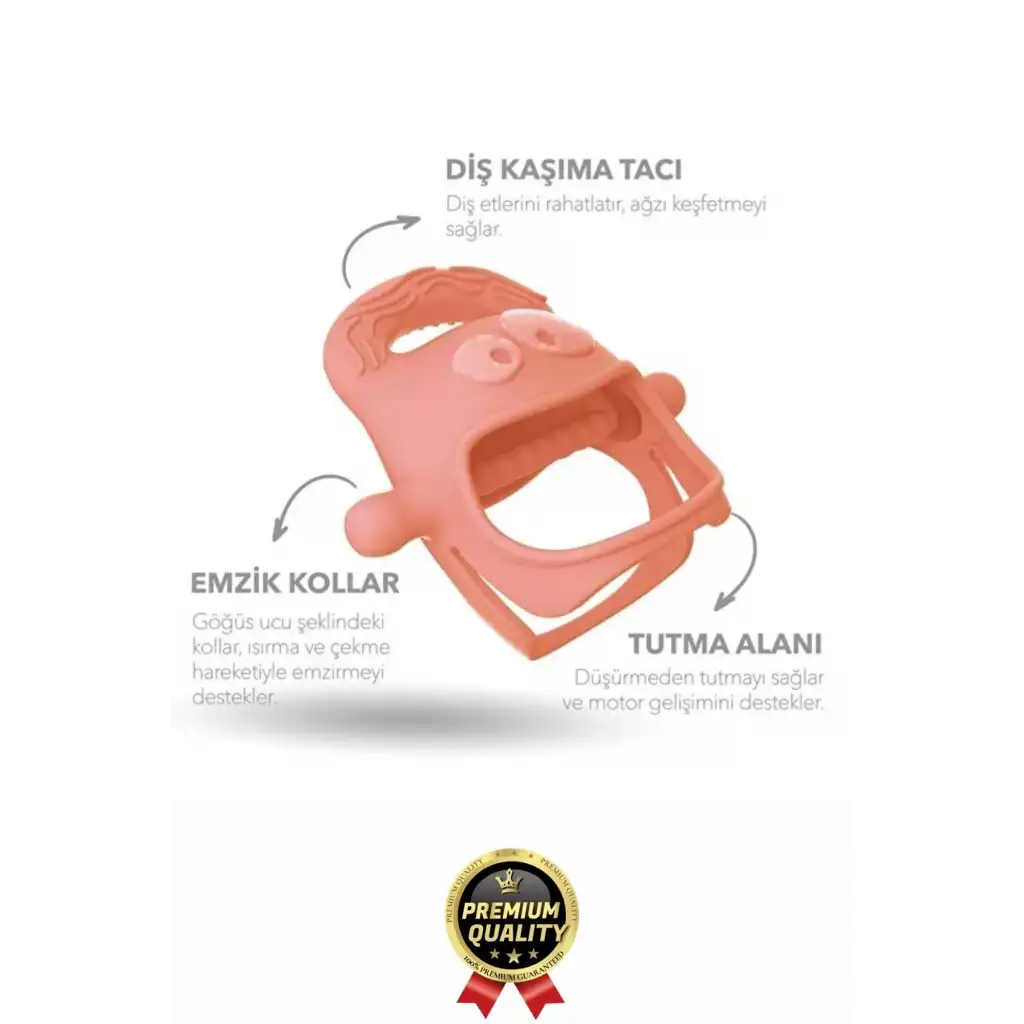 Eğlenceli Yumuşak Esnek Bpa İçermeyen Diş Çıkarma Dönemi Kaşıma Silikon Pembe Bebek Diş Kaşıyıcı