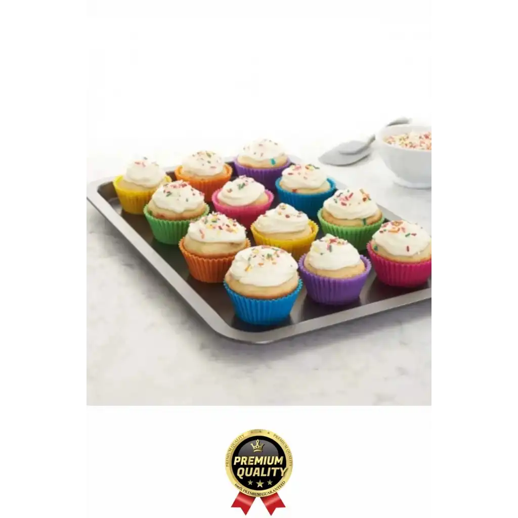 Yeni Üretim Esnek Dayanıklı Yapışmaz BPA İçermez Fırın Silikon Kek Muffin Cupcake Kalıbı 12 Adet