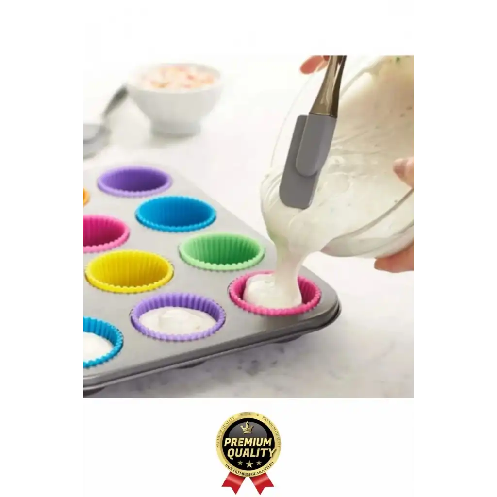 Yeni Üretim Esnek Dayanıklı Yapışmaz BPA İçermez Fırın Silikon Kek Muffin Cupcake Kalıbı 12 Adet
