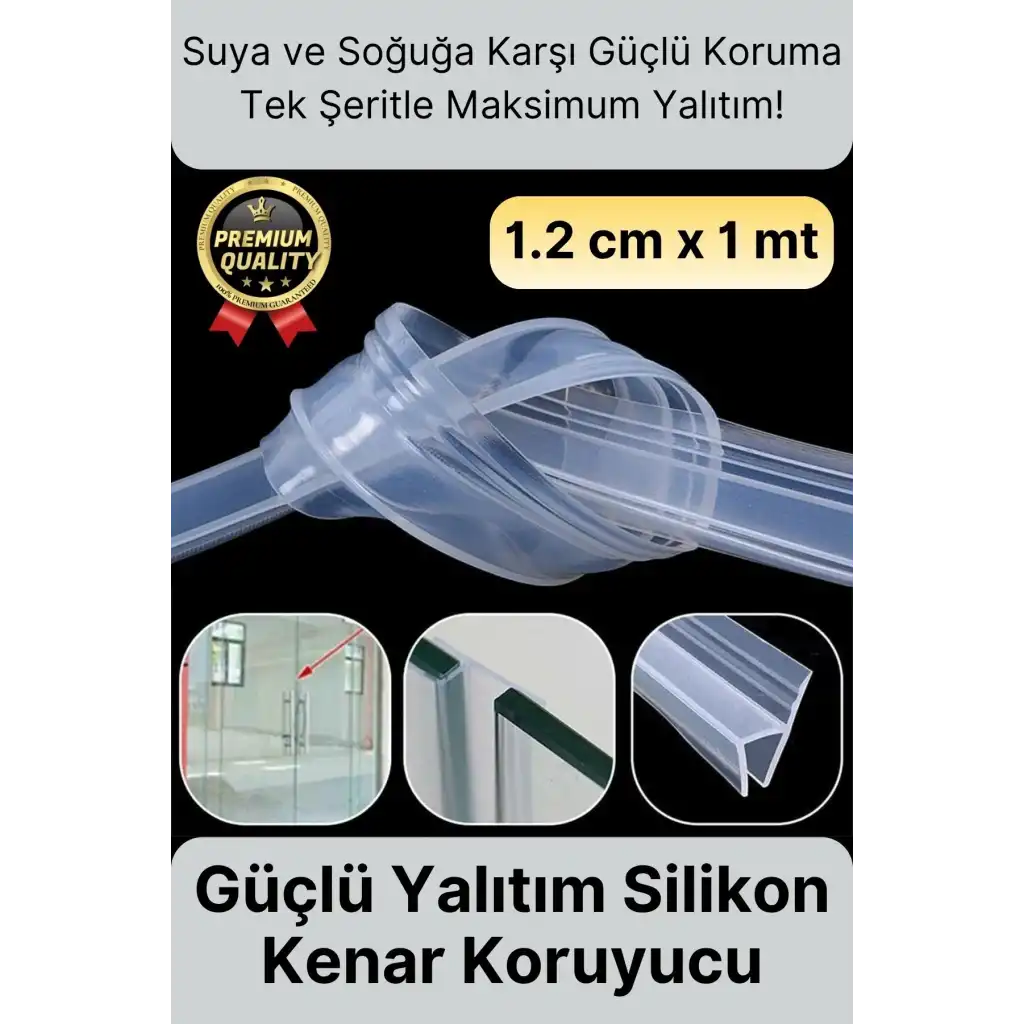 Çok Amaçlı Su Soğuk geçirmez Kapı Pencere Cam Duşakabin Yalıtım Silikon Kenar Koruyucu 1.2 cm x 1 mt