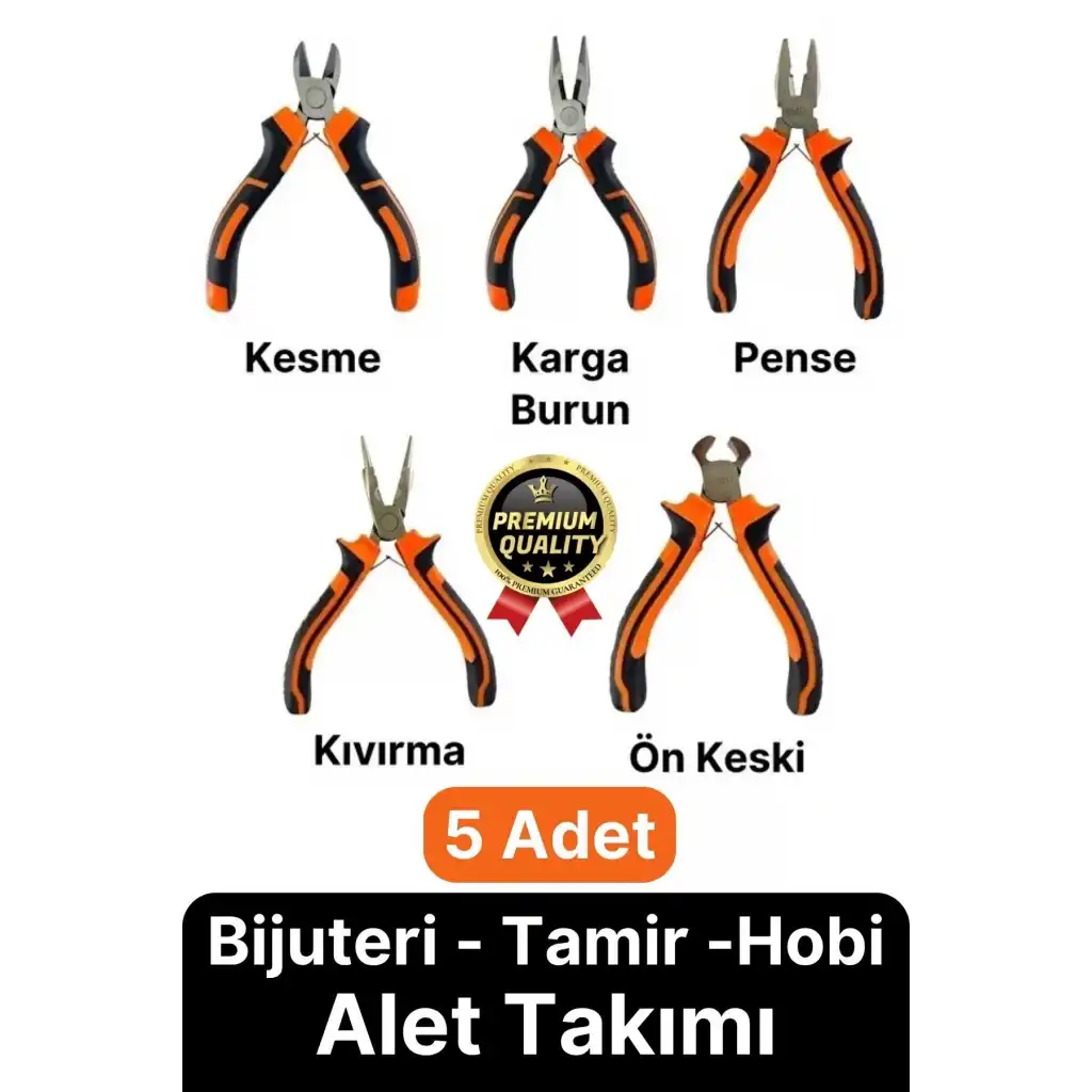 Profesyonel Bijuteri Set Dayanıklı Kıvırma Kesme Pense Yan Keski Karga Burun Hobi Alet Takımı 5 Adet