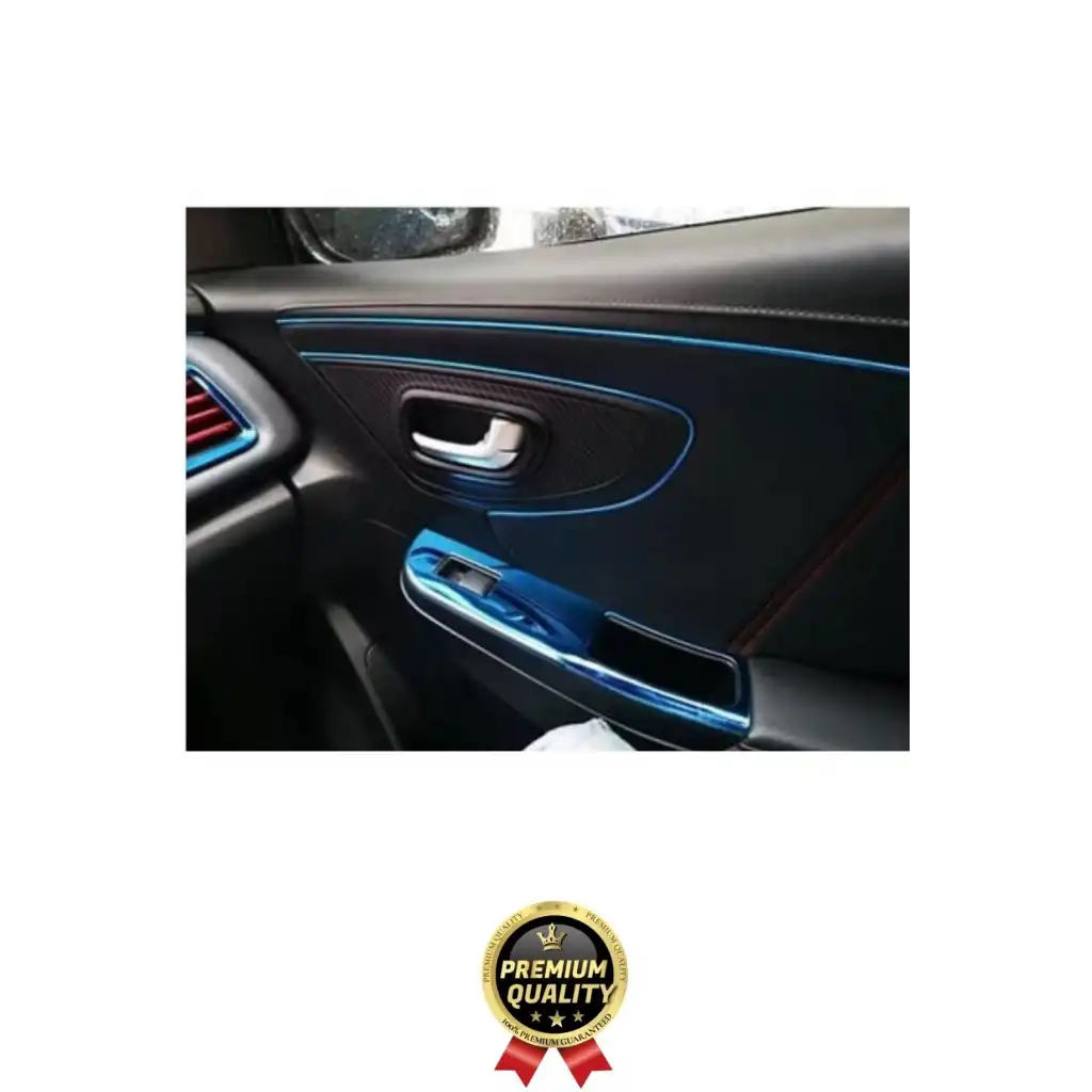 Premium Dekoratif Modern Canlı Görünüm Araç İçi Torpido Kapı Döşeme Fitili 5 Metre Mavi Trim Şeridi