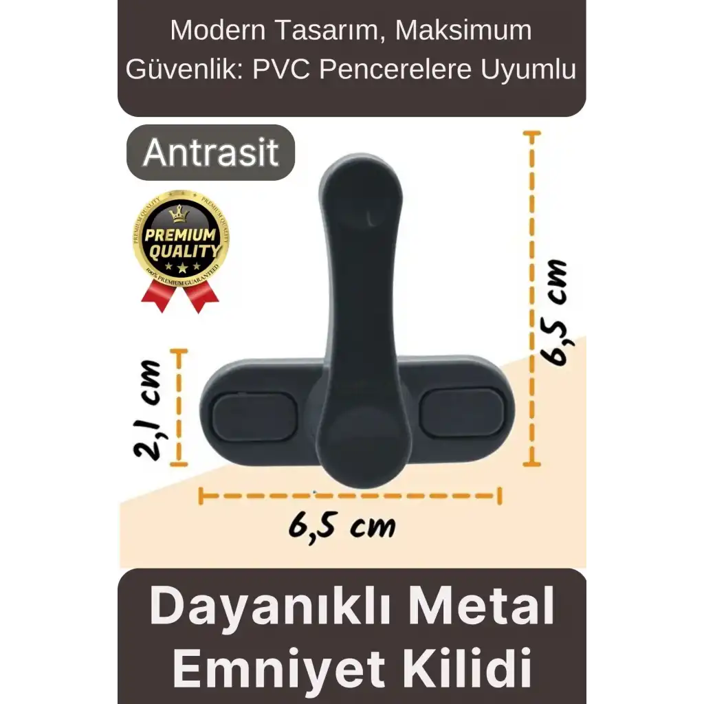 Premium Dayanıklı Koruma Antrasit Çekmeli Metal Pvc Kapı Pencere Hırsız Çocuk Emniyet Kilidi 1 Adet