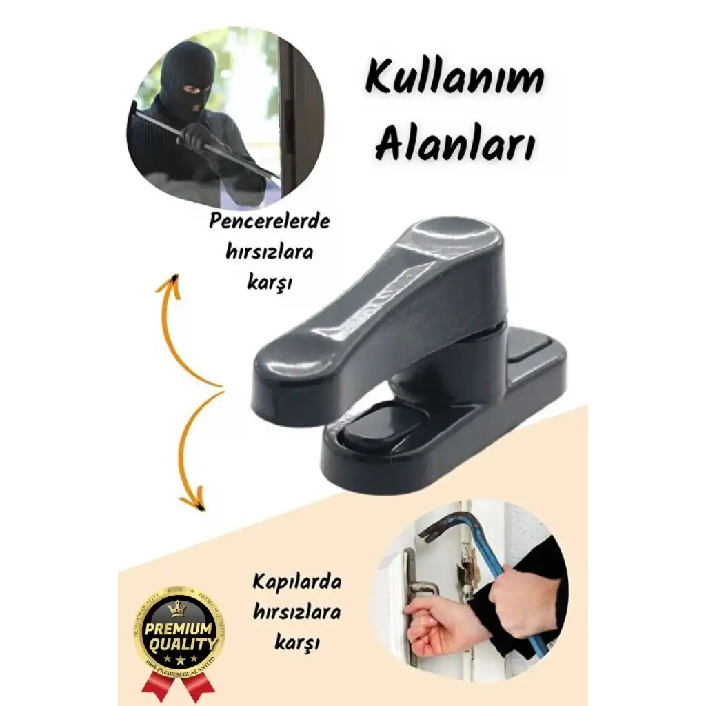 Premium Dayanıklı Koruma Antrasit Çekmeli Metal Pvc Kapı Pencere Hırsız Çocuk Emniyet Kilidi 1 Adet
