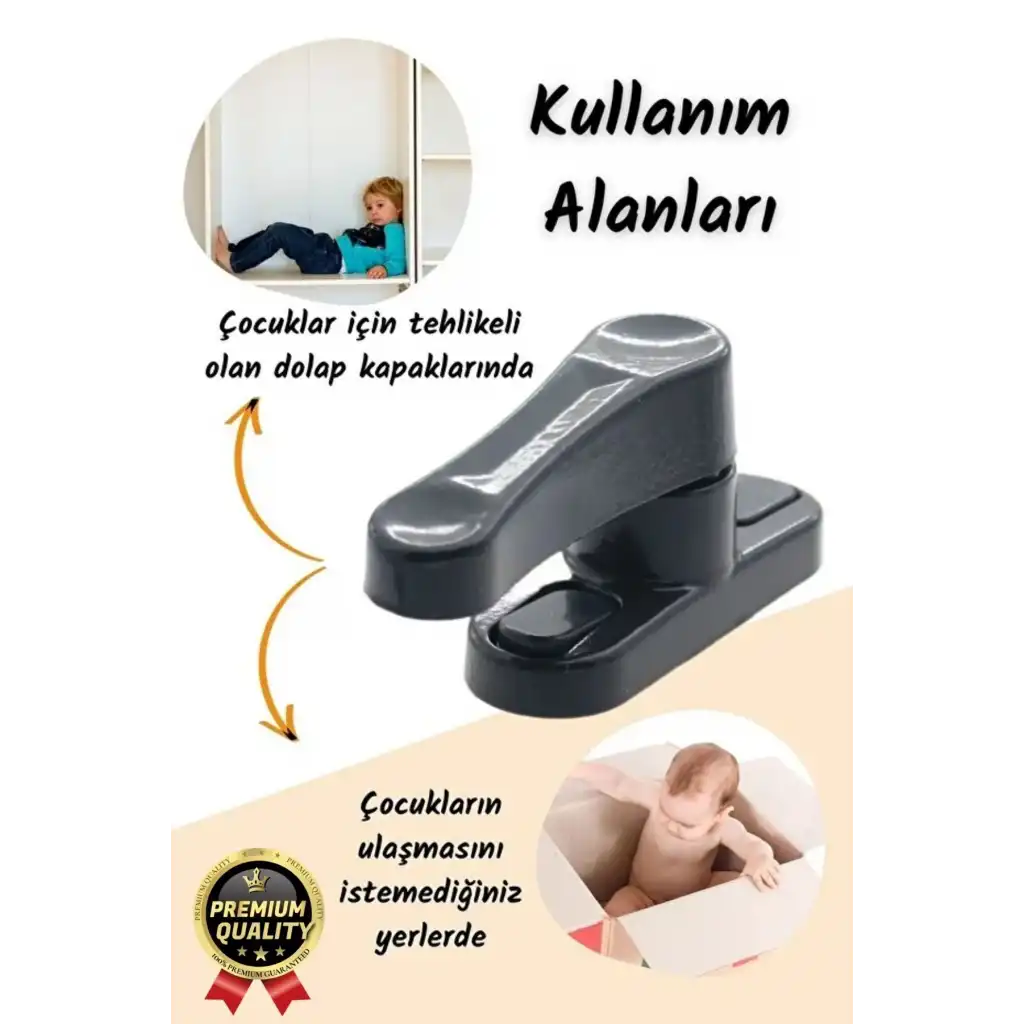 Premium Dayanıklı Koruma Antrasit Çekmeli Metal Pvc Kapı Pencere Hırsız Çocuk Emniyet Kilidi 1 Adet