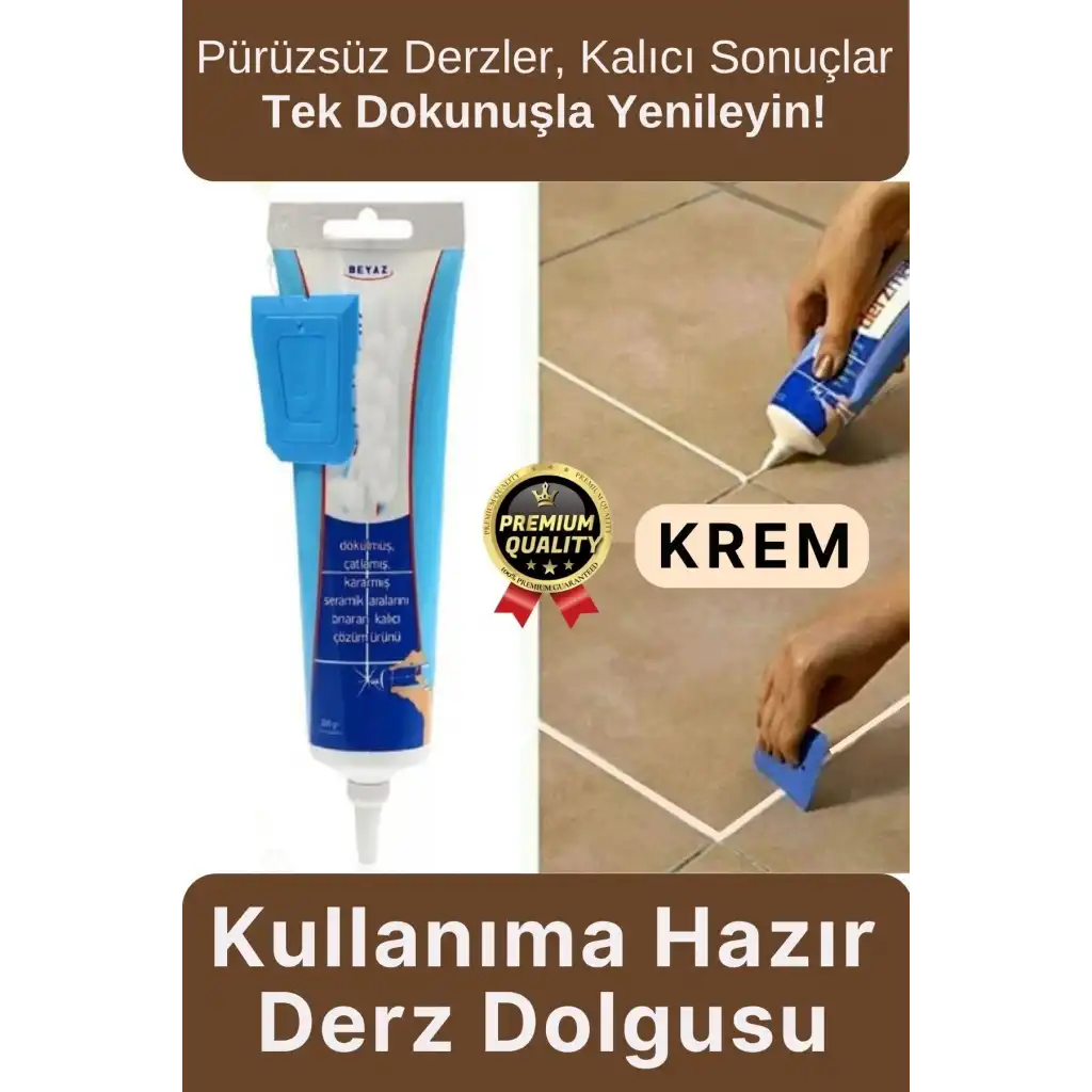 Profesyonel Kolay Uygulama Kullanıma Hazır Zemin Duvar Onarma Gaga Uçlu Fayans Arası Derz Dolgu Krem