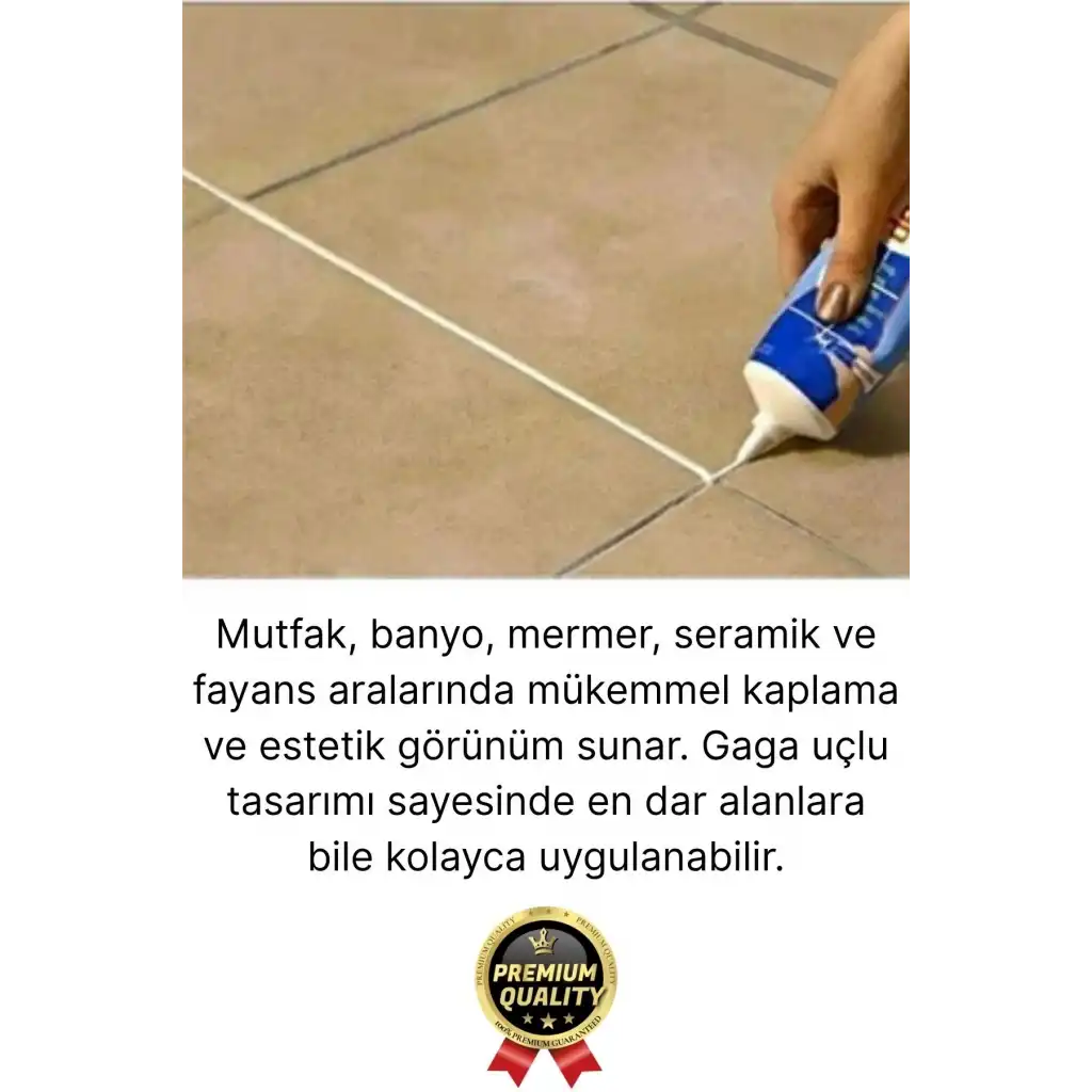 Profesyonel Kolay Kullanıma Hazır Zemin Duvar Onarma Gaga Uçlu Tüp Fayans Arası Derz Dolgu Beyaz