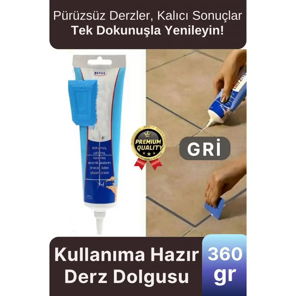 Profesyonel Kolay Kullanıma Hazır Zemin Duvar Onarma Gaga Uçlu Tüp Fayans Arası Derz Dolgu Gri