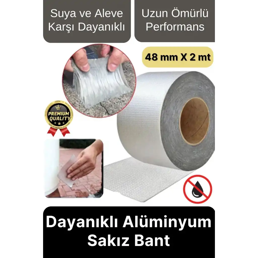 Premium Su Sızdırmaz İzolasyon Çatlak Boru Tamir Çamur Bandı Isıya Dayanıklı Sakız Bant 48 Mm X 2 Mt