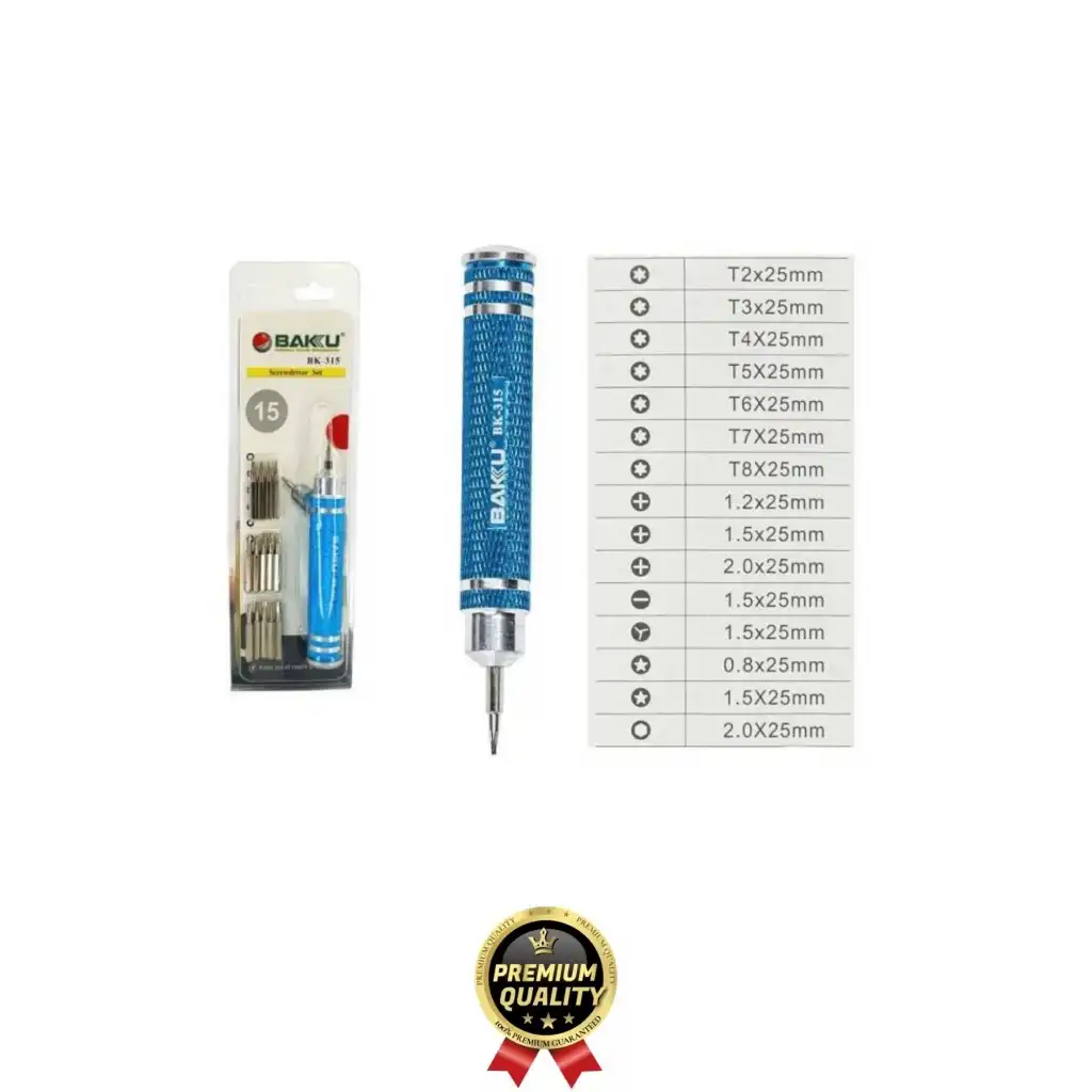 Profesyonel Seri Dayanıklı Yüksek Kalite Ergonomik Hassas Tamir Taşınabilir 15 Uçlu Tornavida Seti