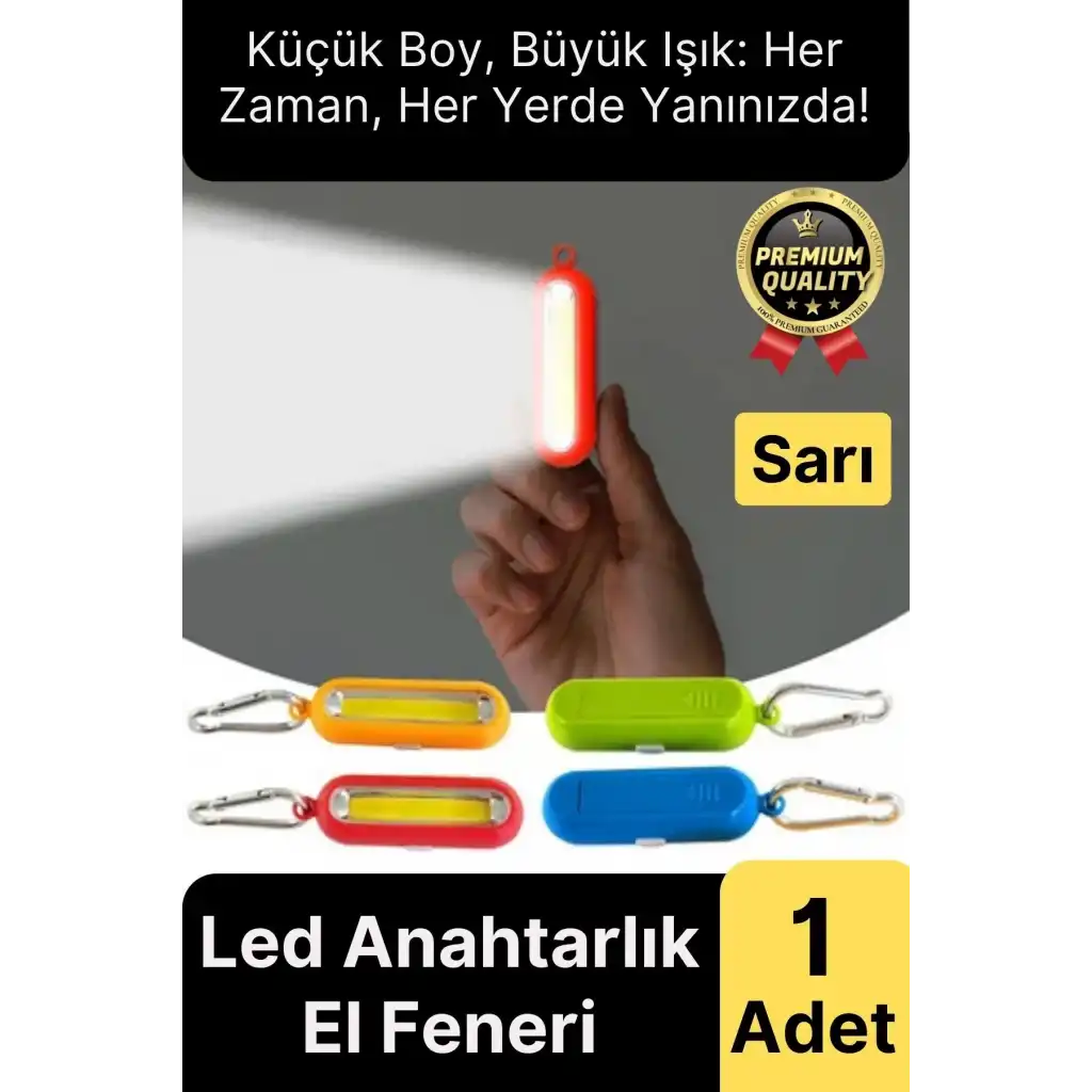 Premium Taşınabilir Kamp Okul Güçlü Işık Aydınlatma 3 Modlu Pilli Sarı Mini Led Anahtarlık El Feneri