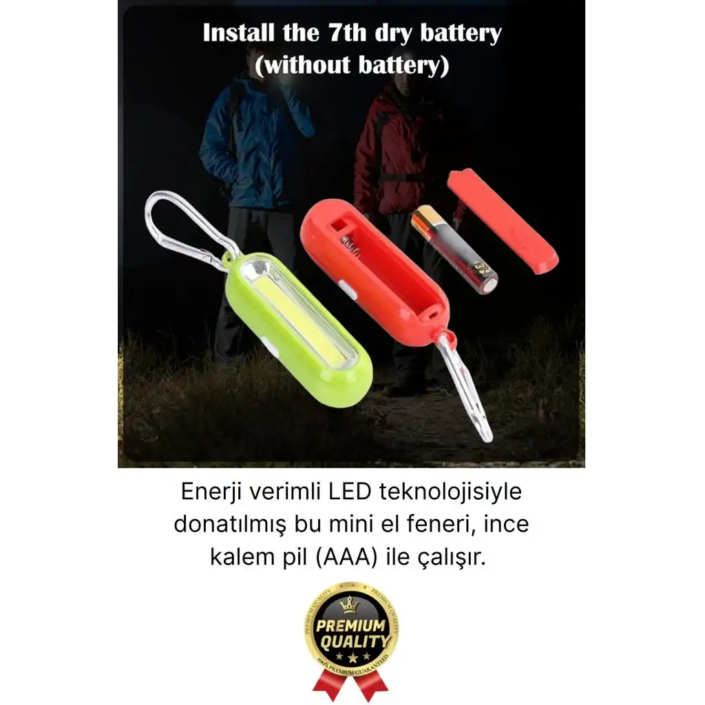 Premium Taşınabilir Kamp Okul Güçlü Işık Aydınlatma 3 Modlu Pilli Sarı Mini Led Anahtarlık El Feneri