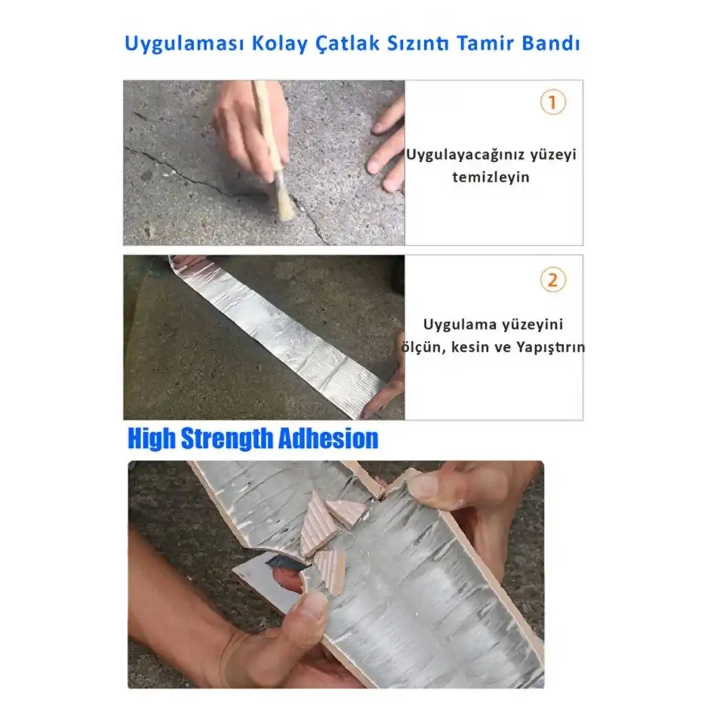 Premium Çatlak Boru Tamir İzolasyon Isıya Dayanıklı Su Sızdırmaz Çamur Bandı Sakız Bant 48 Mm X 2 Mt