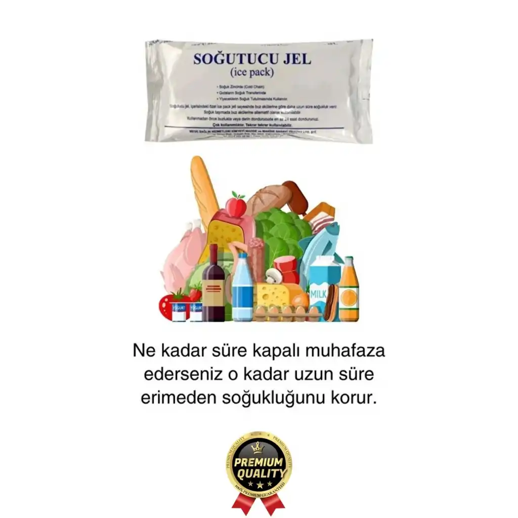 Premium Güvenli Malzeme Dayanıklı Seyahat Yolculuk Yiyecek Soğutucu Jel Poşet Buz Aküsü 260gr 10Adet