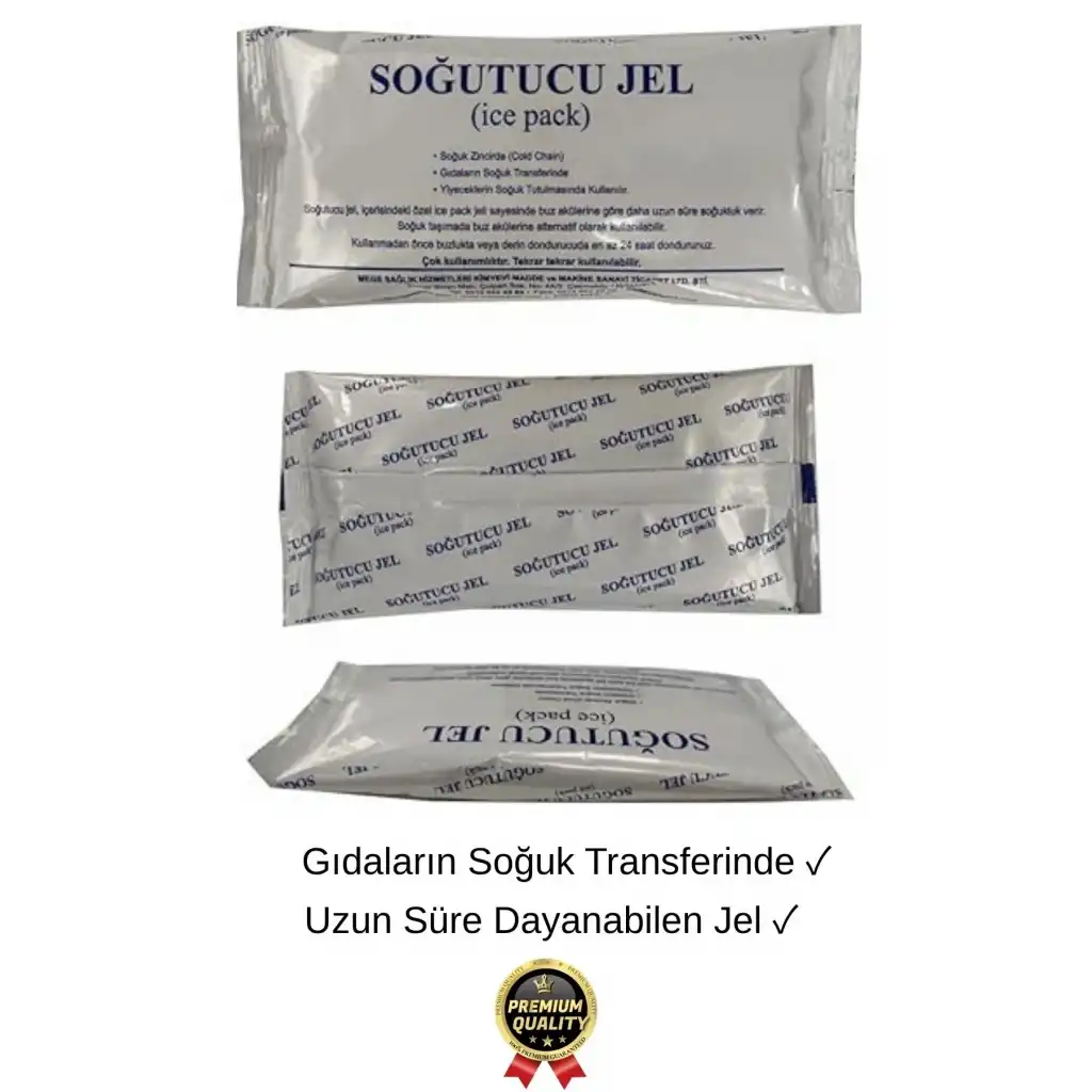 Premium Güvenli Malzeme Dayanıklı Seyahat Yolculuk Yiyecek Soğutucu Jel Poşet Buz Aküsü 260gr 10Adet