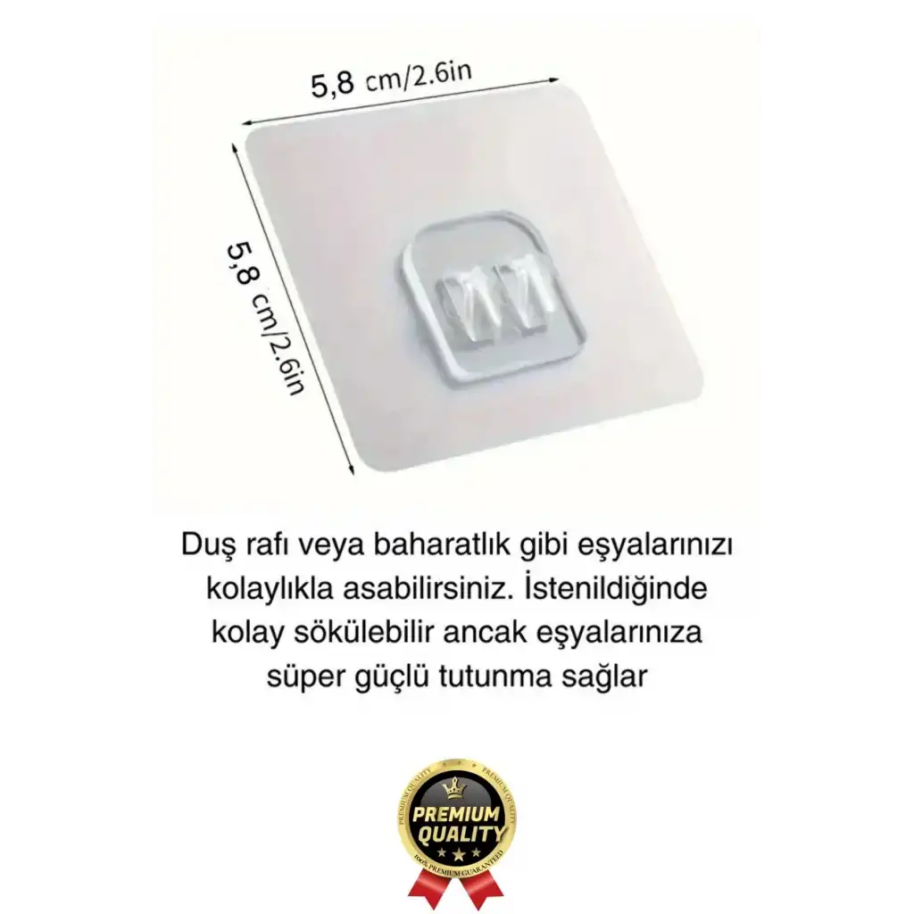 2 Adet Ultra Güçlü Suya Dayanıklı Şeffaf İz Bırakmaz Mutfak Banyo Raf Tablo Ayna Tutucu Askı Kanca