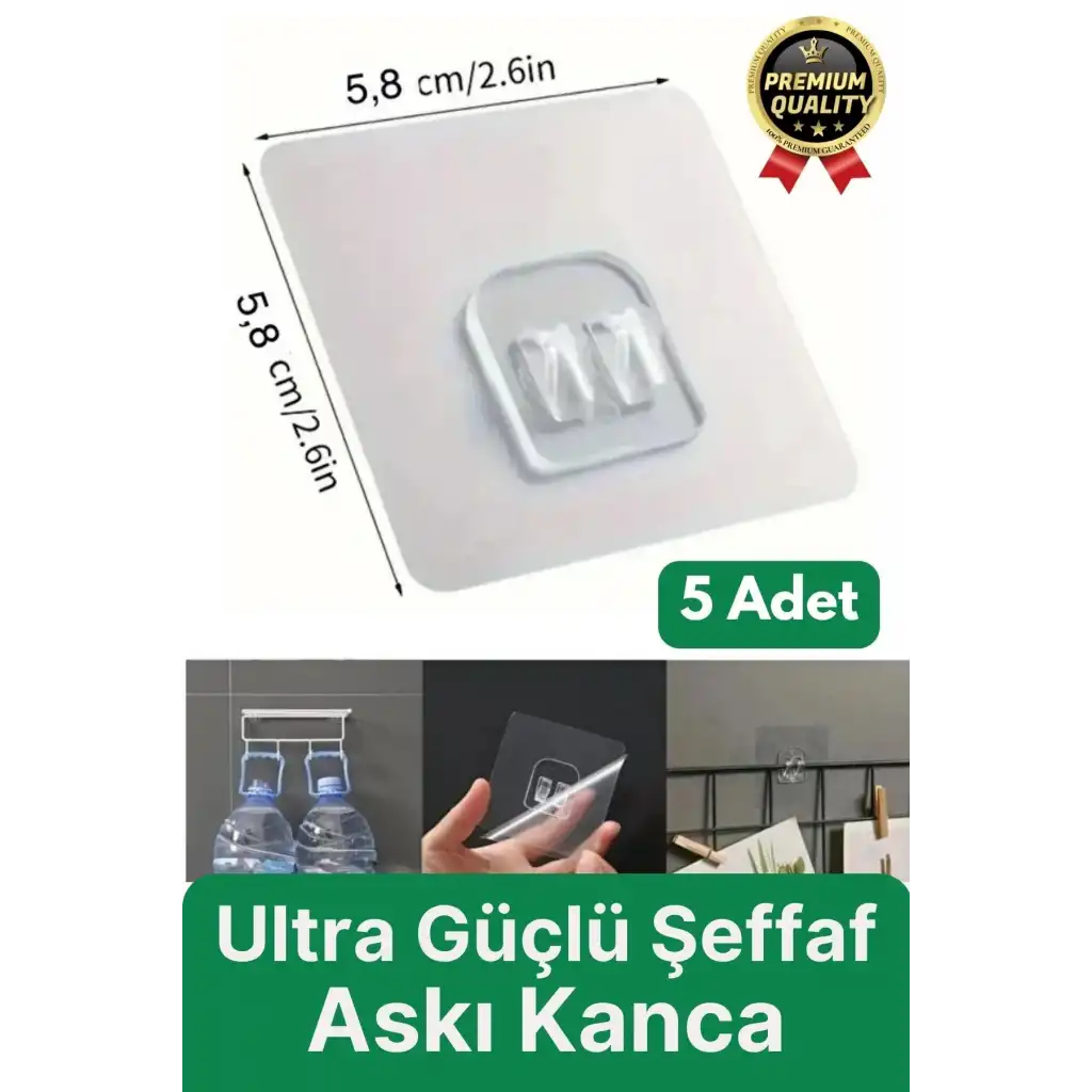 5 Adet Ultra Güçlü Suya Dayanıklı İz Bırakmaz Şeffaf Banyo Mutfak Ayna Tablo Raf Tutucu Askı Kanca