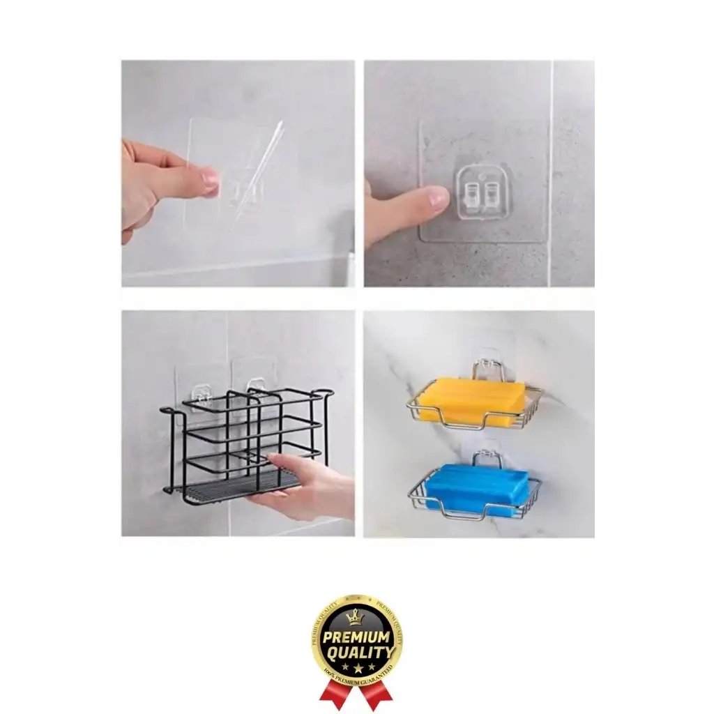 10 Adet Süper Güçlü İz Bırakmaz Suya Dayanıklı Şeffaf Banyo Mutfak Ayna Tablo Raf Tutucu Askı Kanca