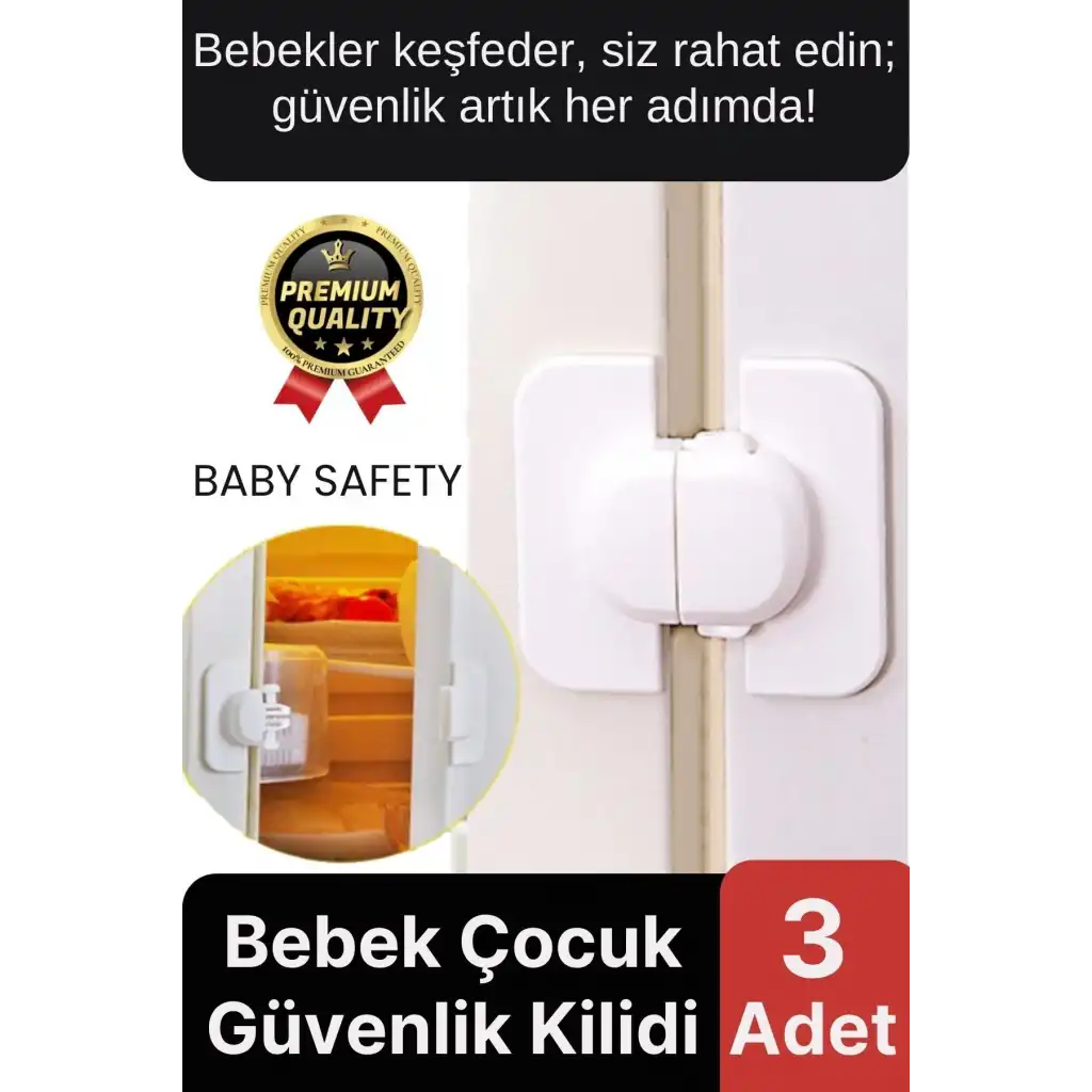 Özel Üretim Çekmece Buzdolabı Pencere Dolap Sabitleyici Çocuk Bebek Koruyucu Güvenlik Kilidi 3 Adet