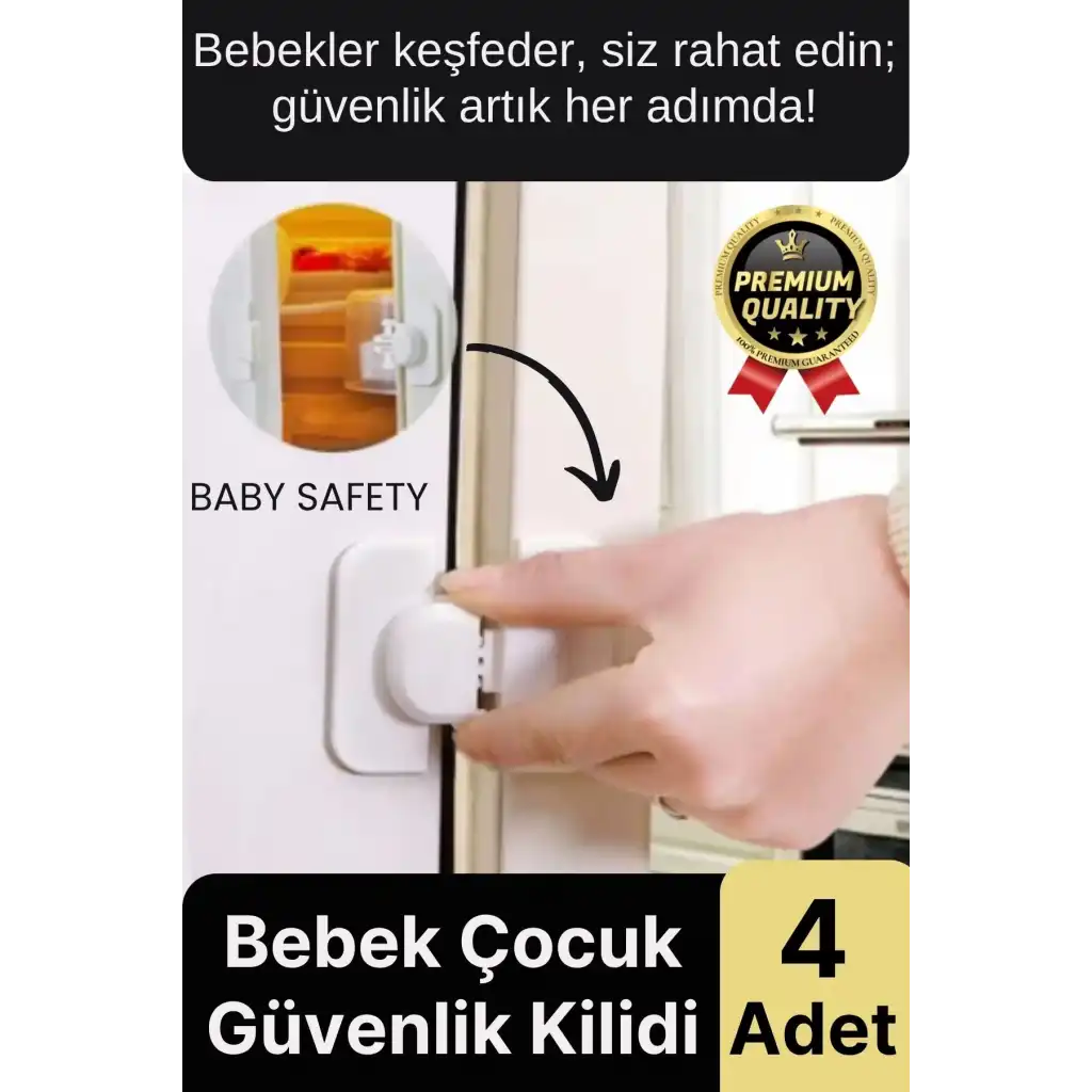 Özel Tasarım Buzdolabı Çekmece Pencere Dolap Sabitleyici Bebek Çocuk Koruyucu Güvenlik Kilidi 4 Adet