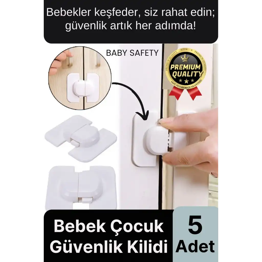 Özel Tasarım Buzdolabı Çekmece Pencere Dolap Sabitleyici 5 Adet Çocuk Bebek Koruyucu Güvenlik Kilidi
