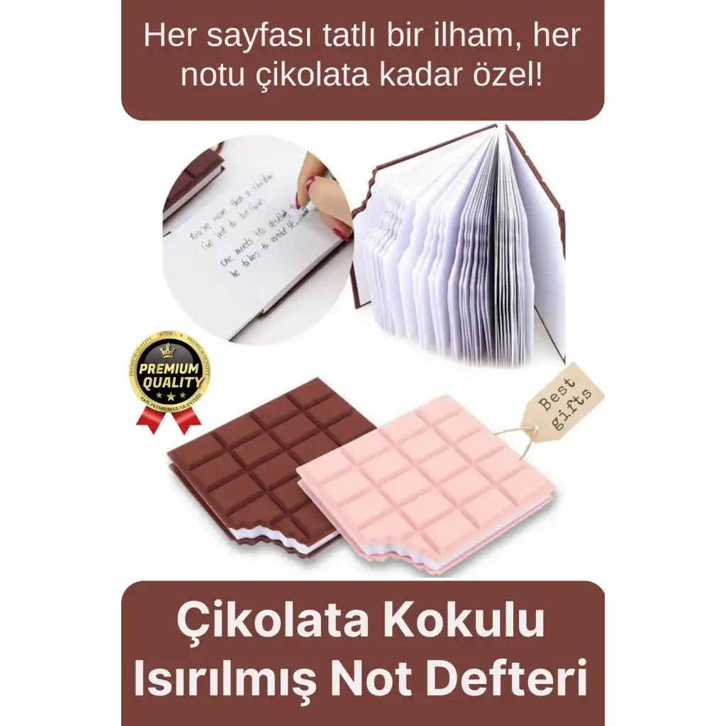 Özel Tasarım Eğlenceli Hediyelik Isırılmış Lezzet Gerçekçi Çikolata Görünümlü Kokulu Not Defteri
