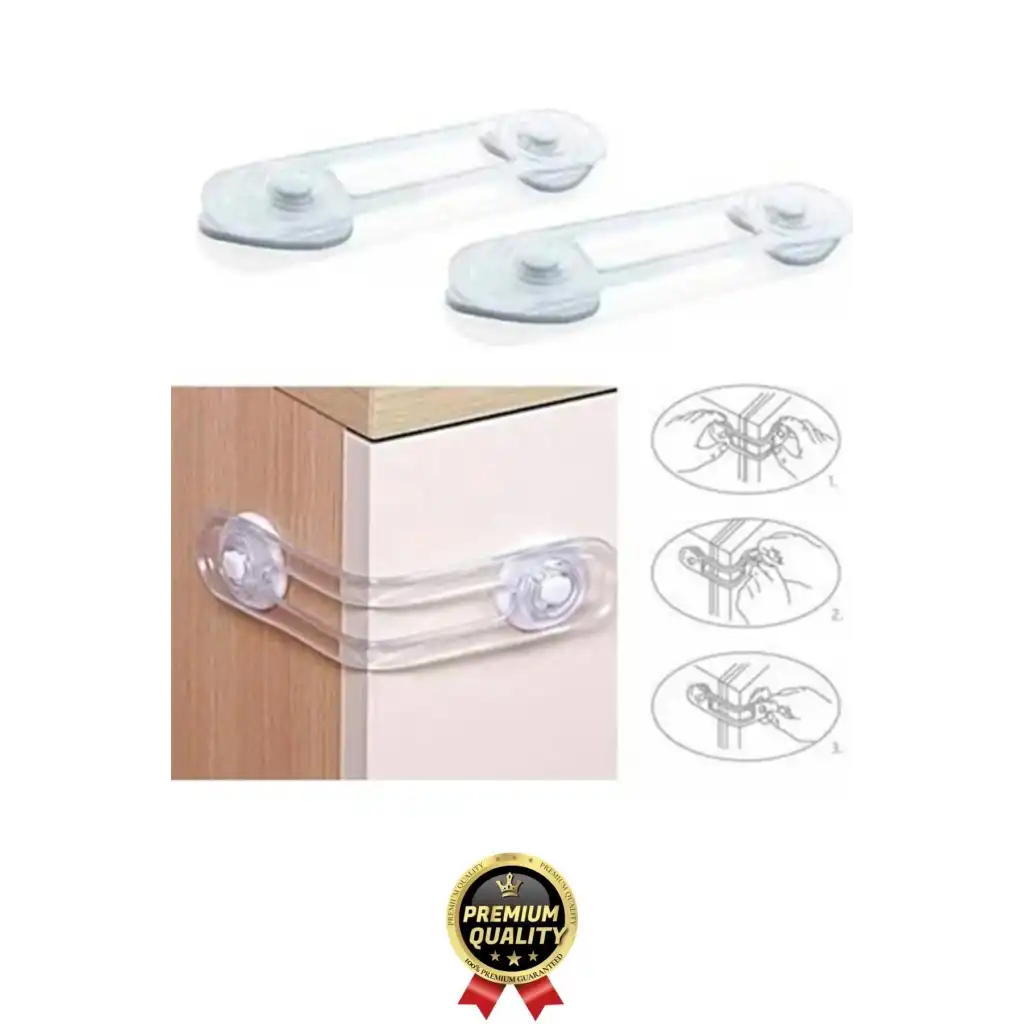 Çok Amaçlı Çekmece Dolap Kapağı Koruma Aparatı Ayarlanır Çocuk Bebek Güvenlik Kilidi 4 Adet 12 Cm