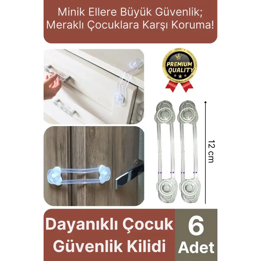 Çok Amaçlı Ayarlanır Dolap Çekmece Kapağı Koruma Aparatı Bebek Çocuk Güvenlik Kilidi 6 Adet 12 Cm
