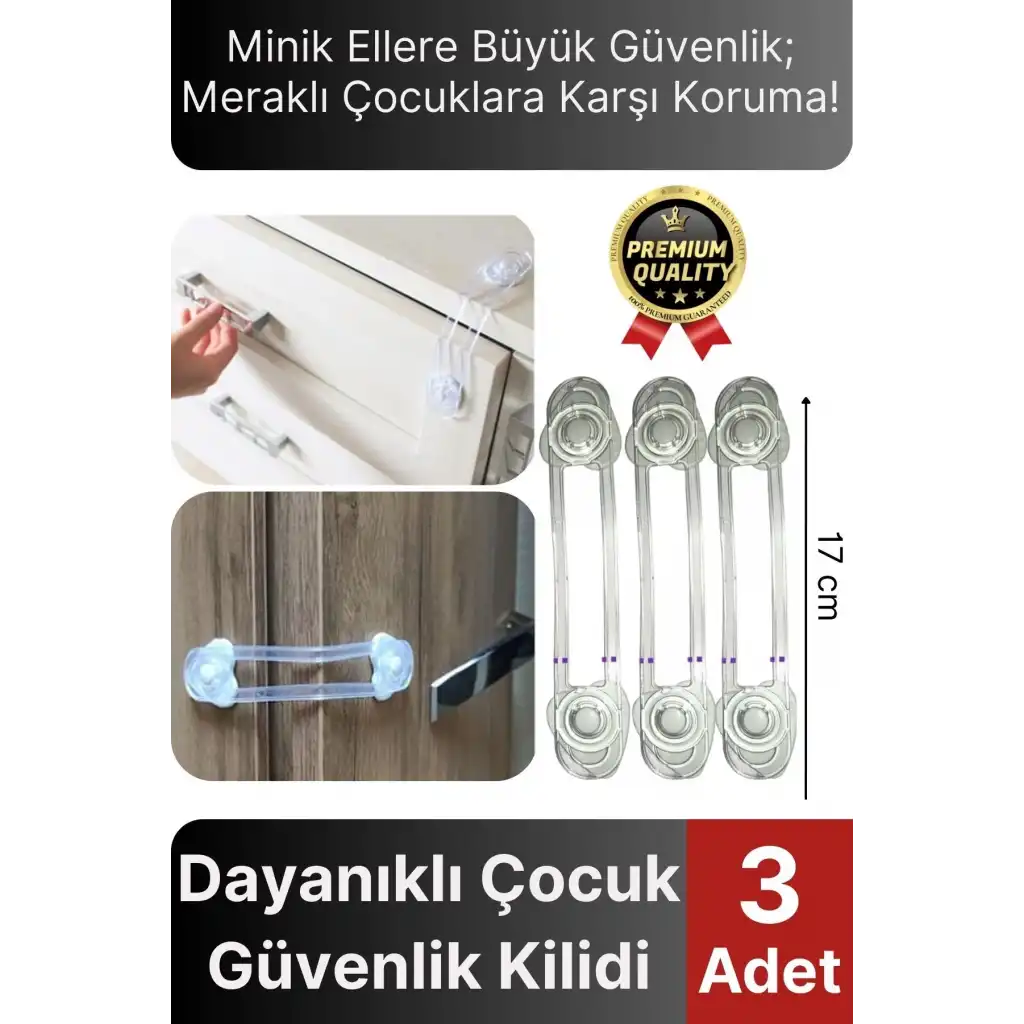 Yeni Üretim Ayarlanır Çekmece Dolap Kapağı Koruma Aparatı Bebek Çocuk Güvenlik Kilidi 3 Adet 17 Cm
