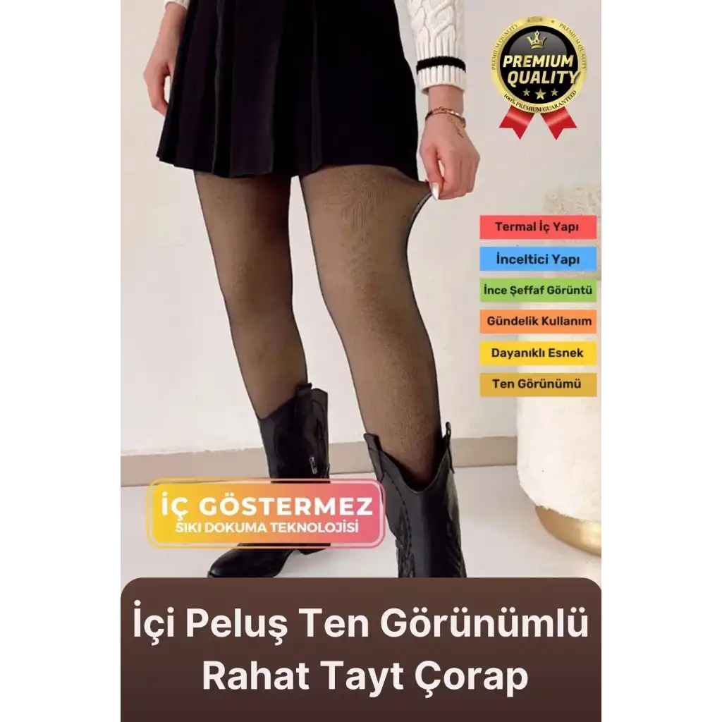 Şık Tasarım Rahat Sıcak Tutan Toparlayıcı Korse Destekli Ten Görünümlü İçi Peluş Termal Tayt Çorap
